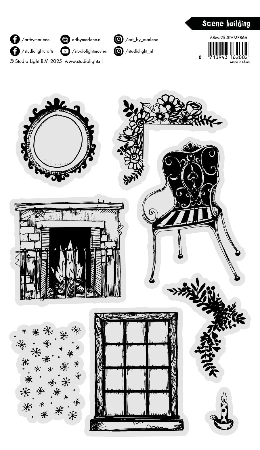 ABM Clear Stamp Scene Building Art By Marlene 8 Pieces