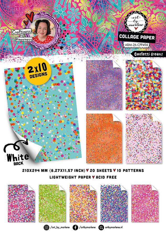 ABM Collage Paper Pad Confetti Dreamz Art by Marlene 20 Sheets