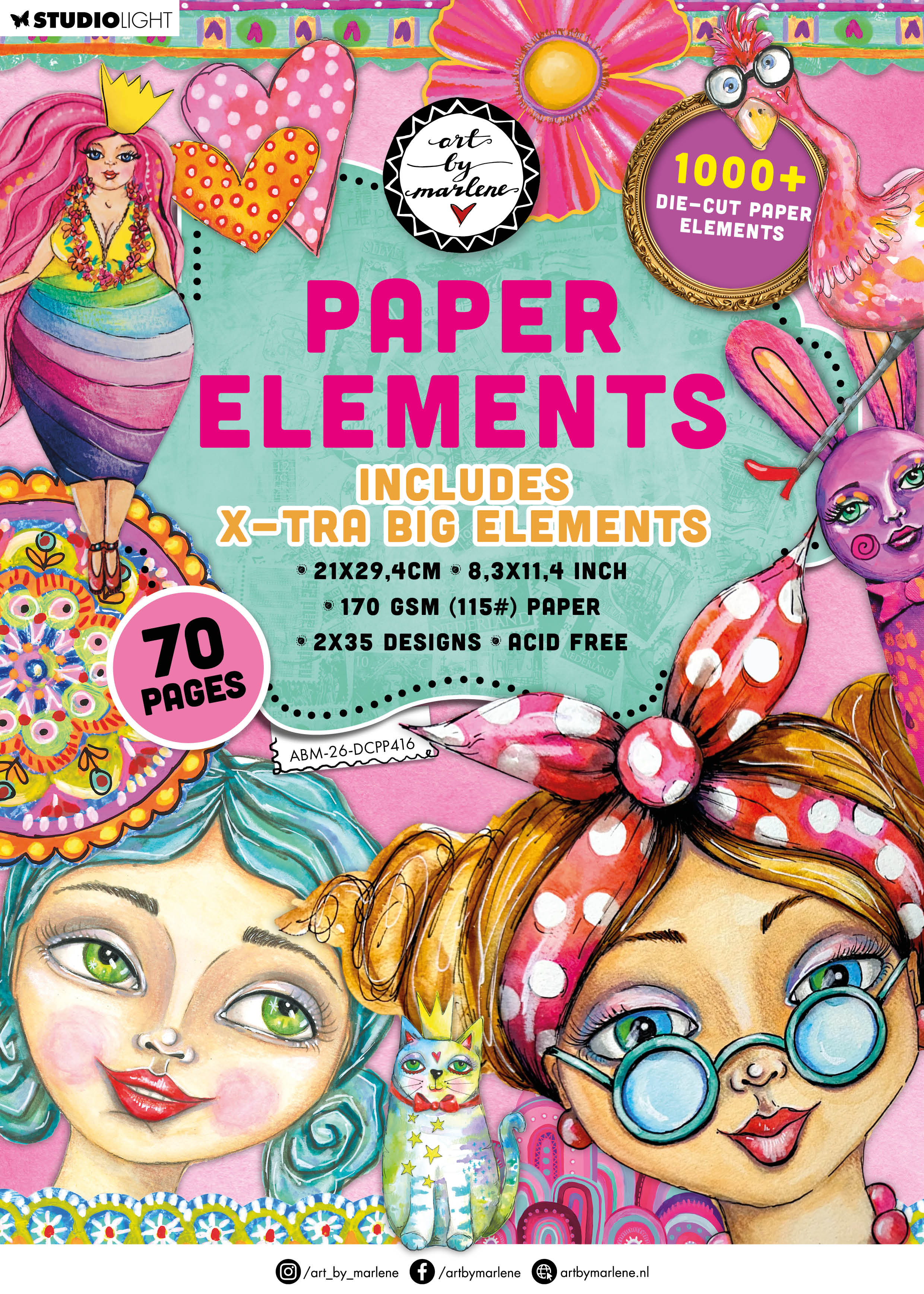 ABM Die-Cut Paper Pad X-tra Big Elements Art by Marlene 70 Sheets