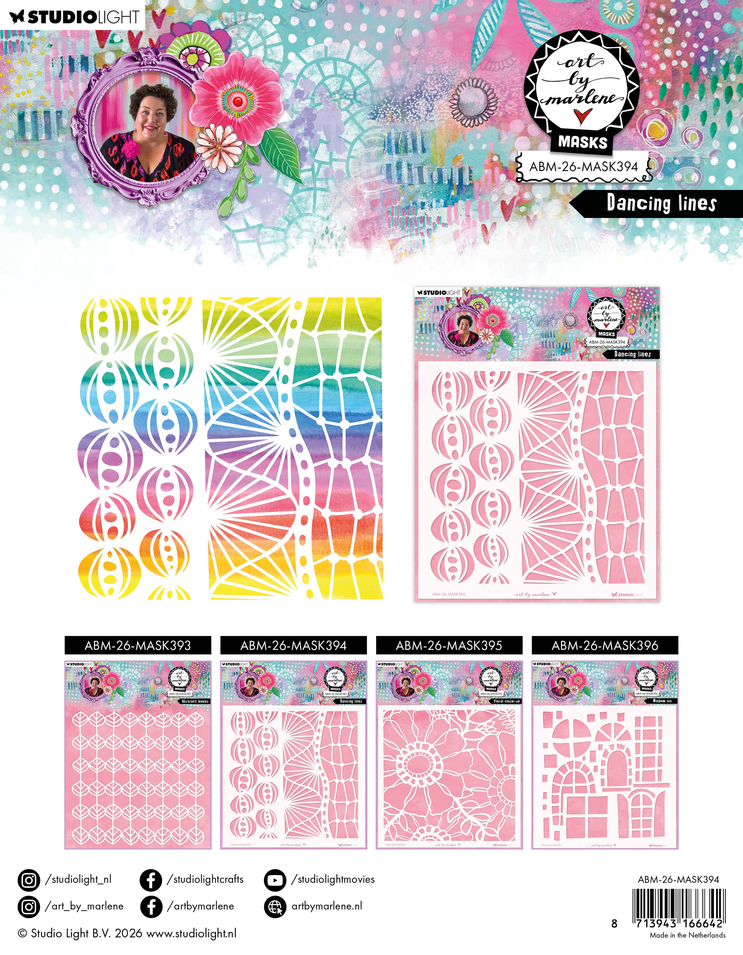 ABM Mask Dancing Lines Art by Marlene 1 Piece