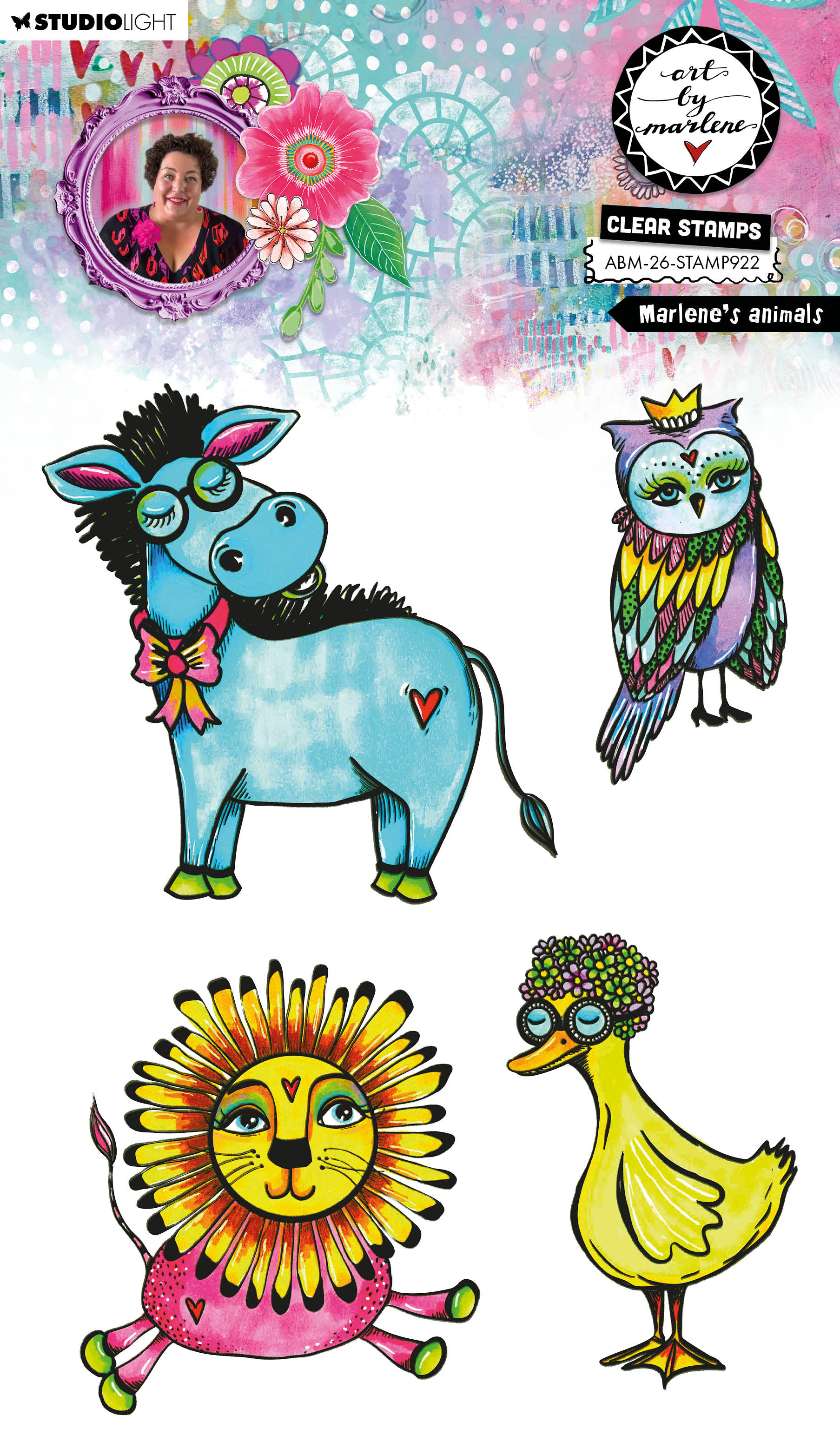 ABM Clear Stamp Marlene's Animals Art by Marlene 4 Pieces