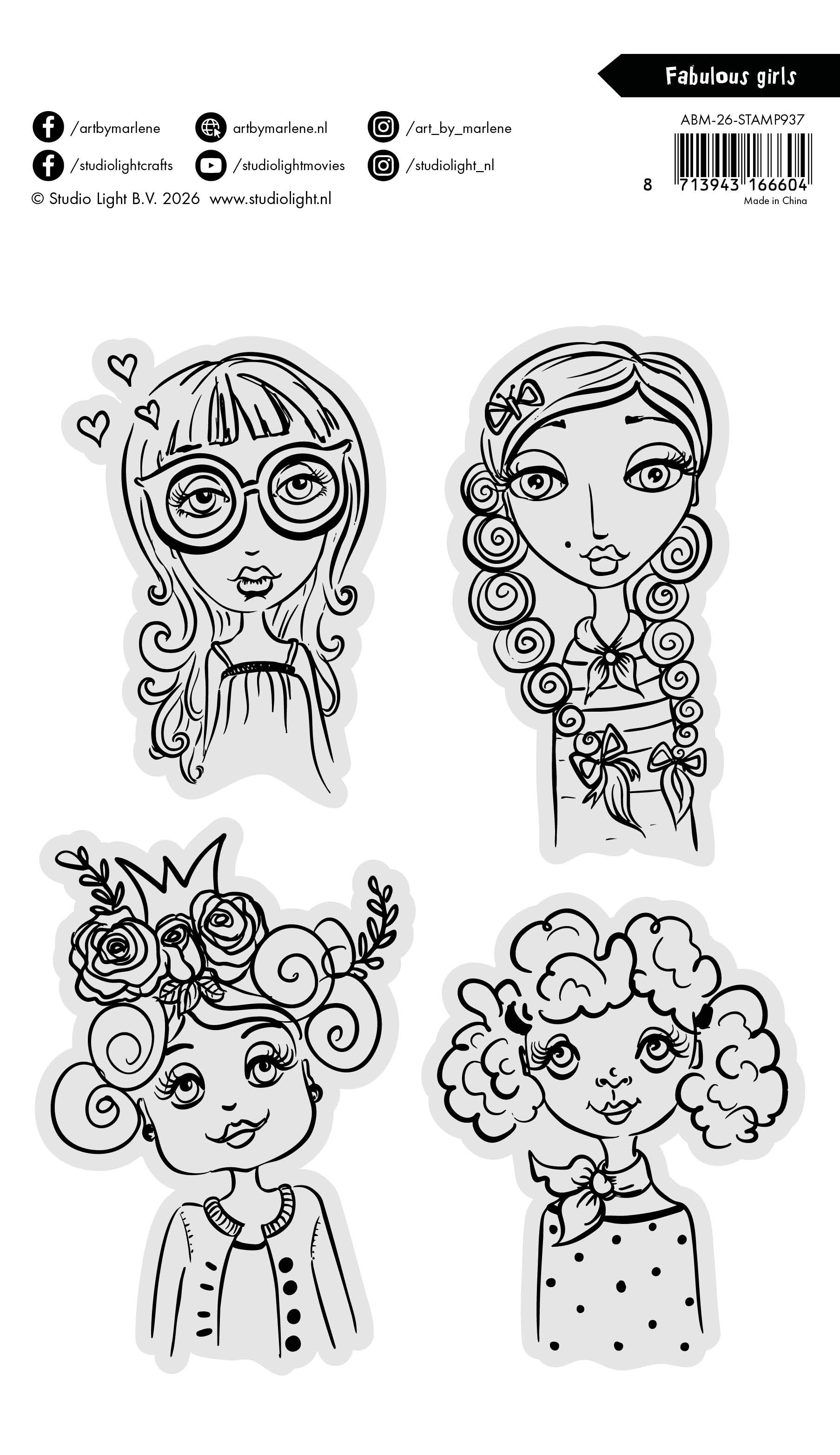 ABM Clear Stamp Fabulous Girls Art by Marlene 4 Pieces