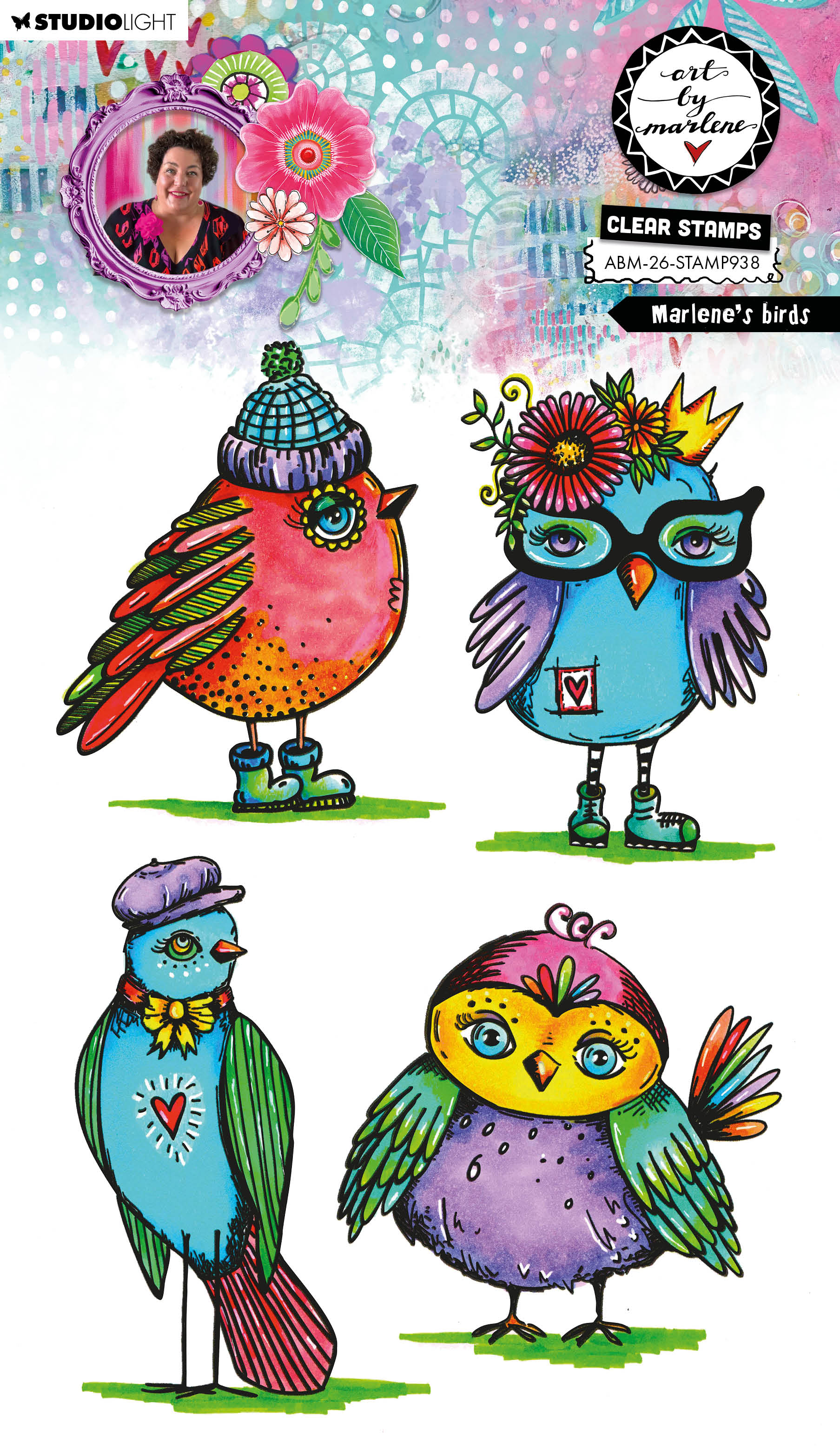 ABM Clear Stamp Marlene's Birds Art by Marlene 4 Pieces