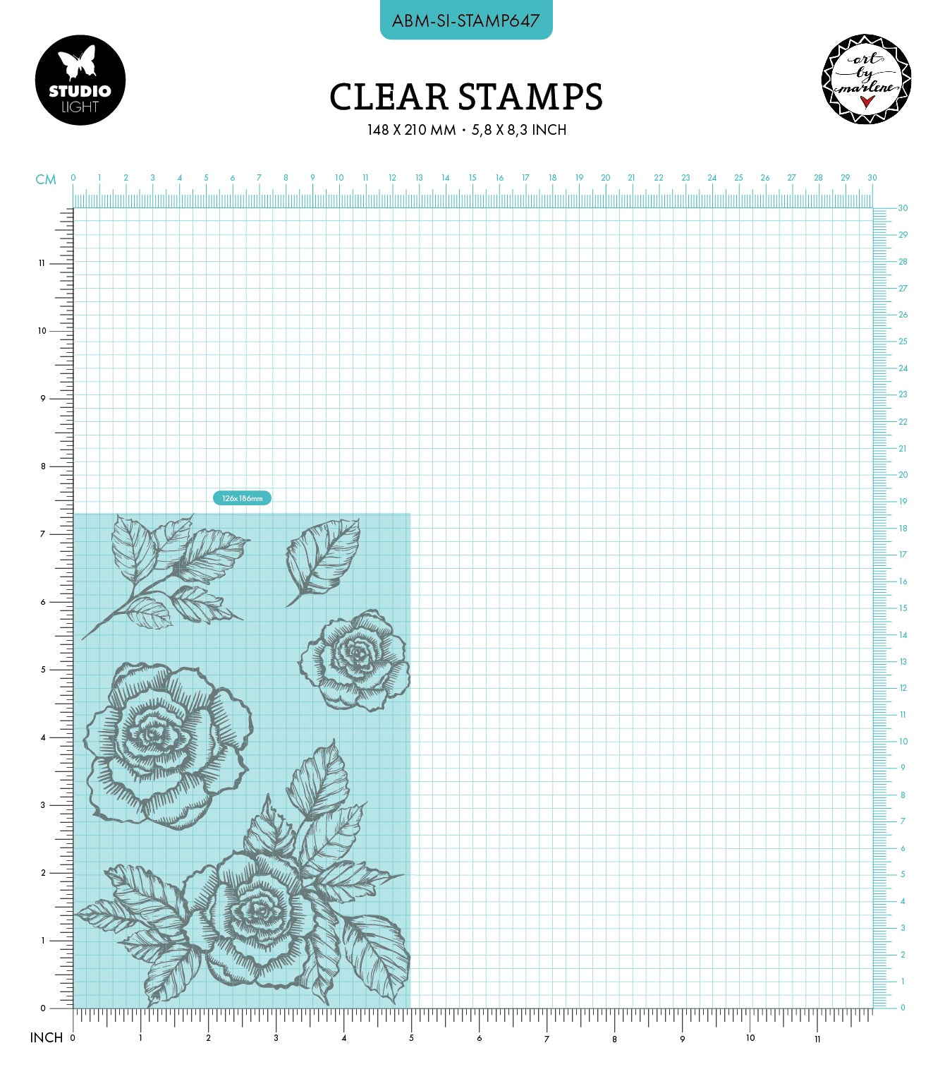 ABM Clear Stamp Garden Romance Signature Collection 5 PC
