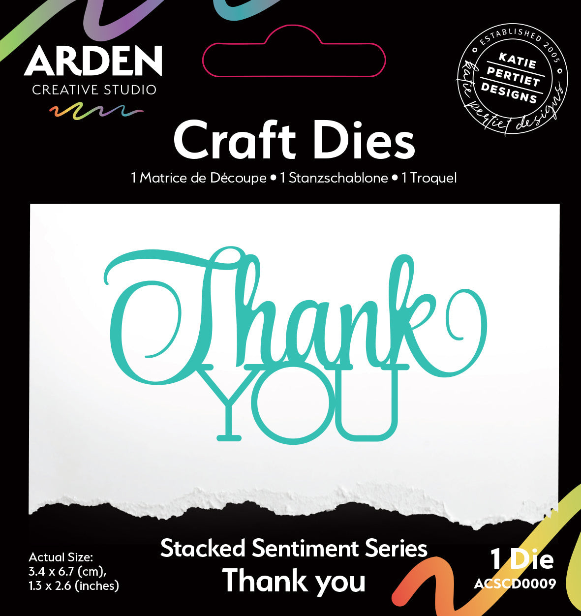 Arden Creative Studio Sentiment Series Stacked Thank You Craft Die