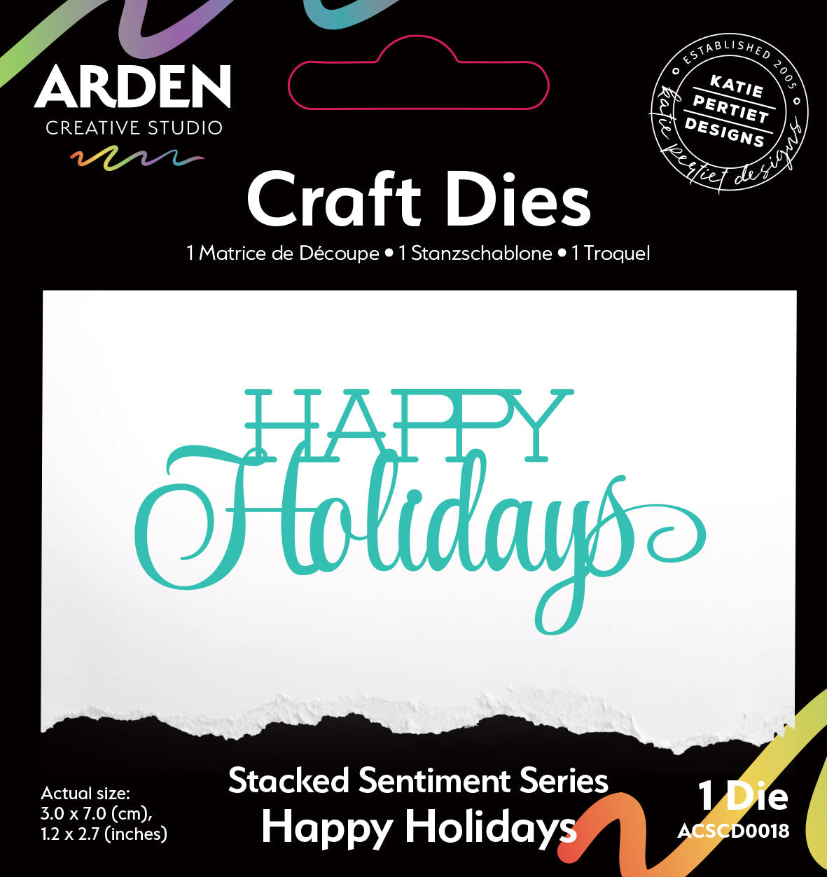 Arden Creative Studio Sentiment Series Stacked Happy Holidays Craft Die