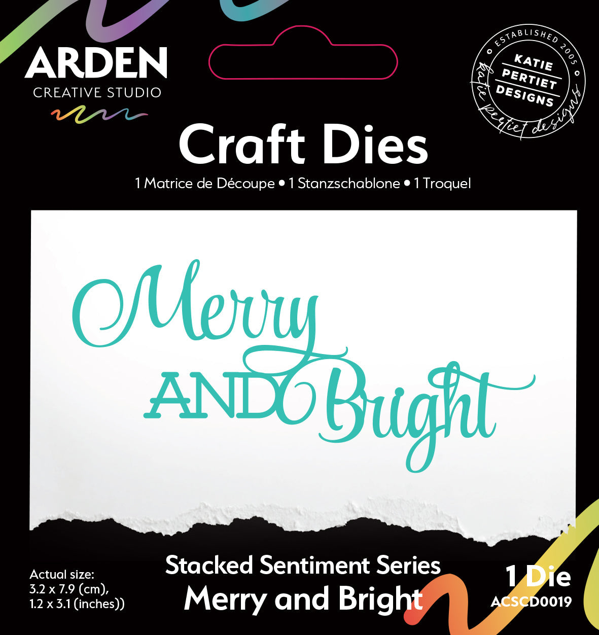 Arden Creative Studio Sentiment Series Stacked Merry and Bright Craft Die