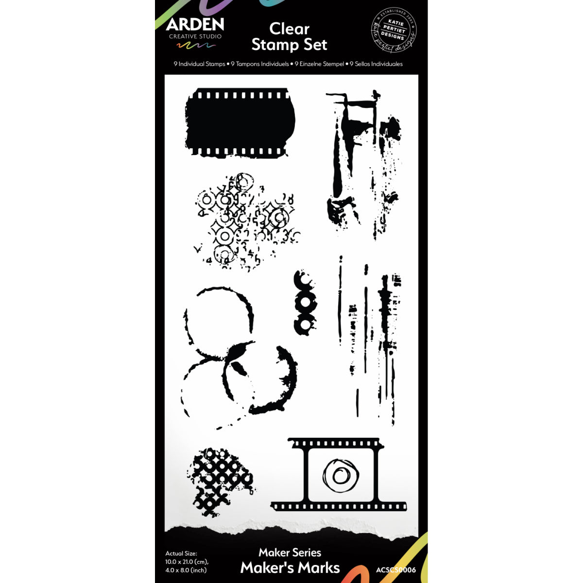 Arden Creative Studio Maker Series Maker's Marks 4 in x 8 in Clear Stamp Set
