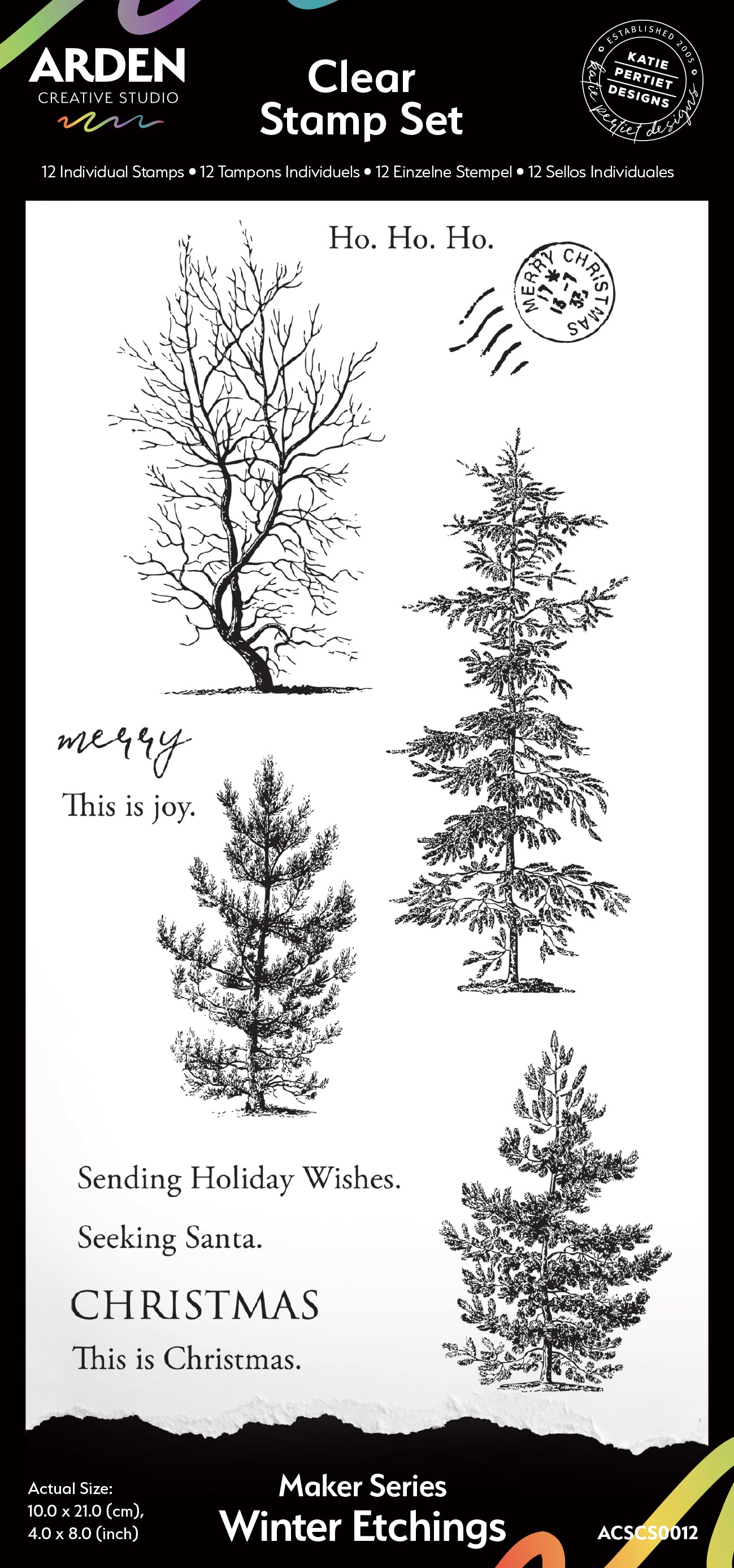 Arden Creative Studio Maker Series Winter Etchings 4in x 8in Clear Stamp Set