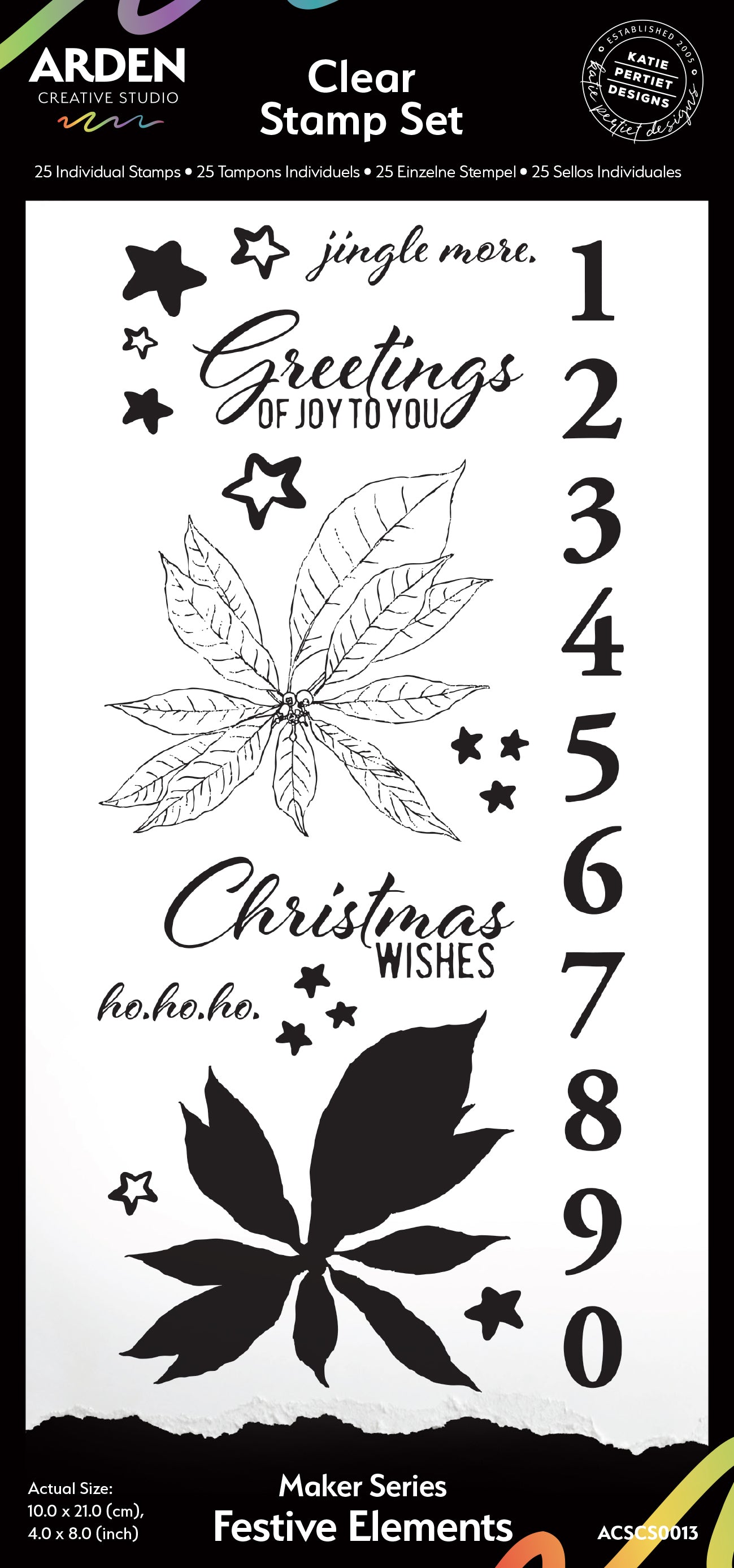 Arden Creative Studio Maker Series Festive Elements 4in x 8in Clear Stamp Set