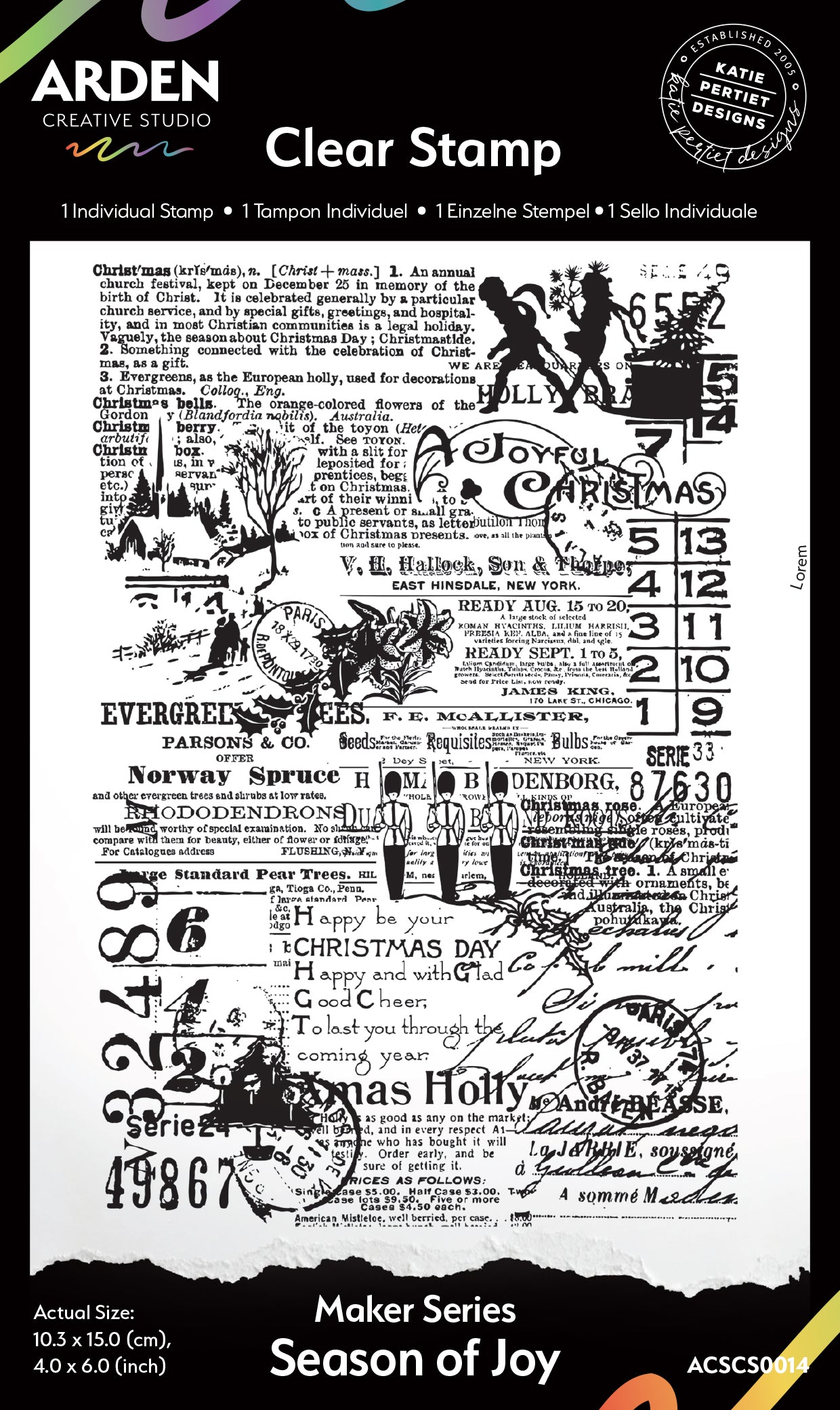 Arden Creative Studio Maker Series Season of Joy 4in x 6in Background Stamp