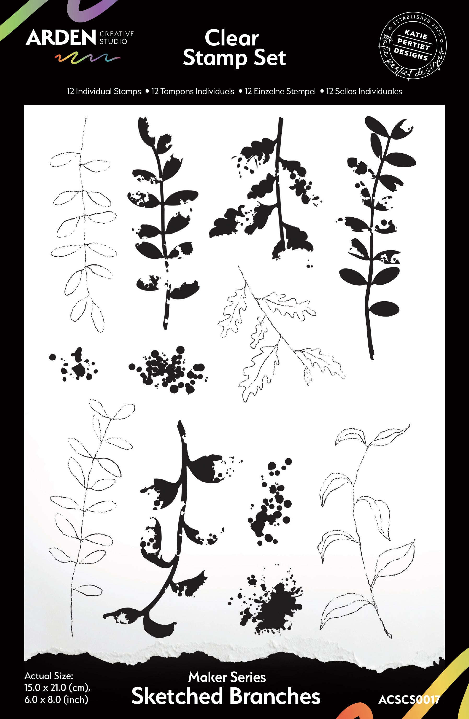 Arden Creative Studio Maker Series Sketched Branches 6in x 8in Clear Stamp Set