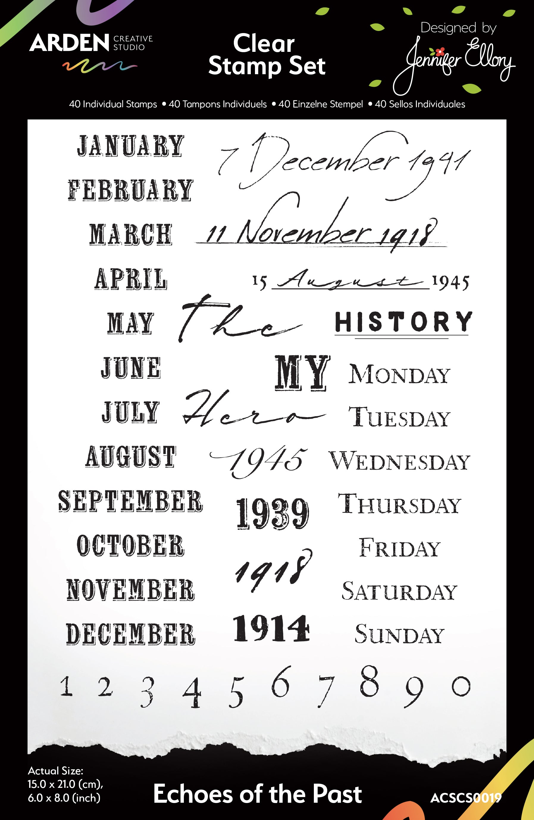 Arden Creative Studio Echoes of the Past 6in x 8in Clear Stamp Set