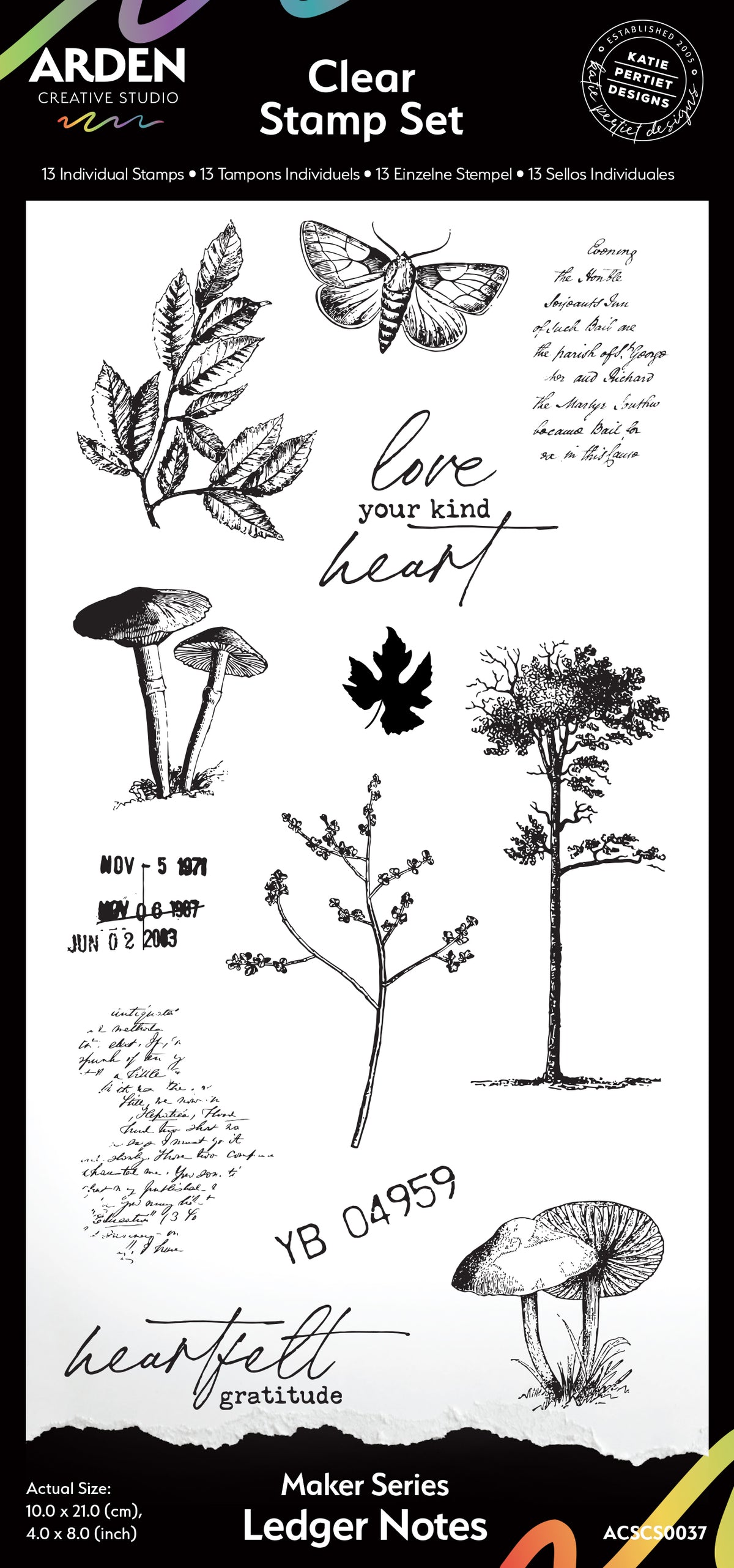 Arden Creative Studio Maker Series Ledger Notes 4in x 8in Clear Stamp Set