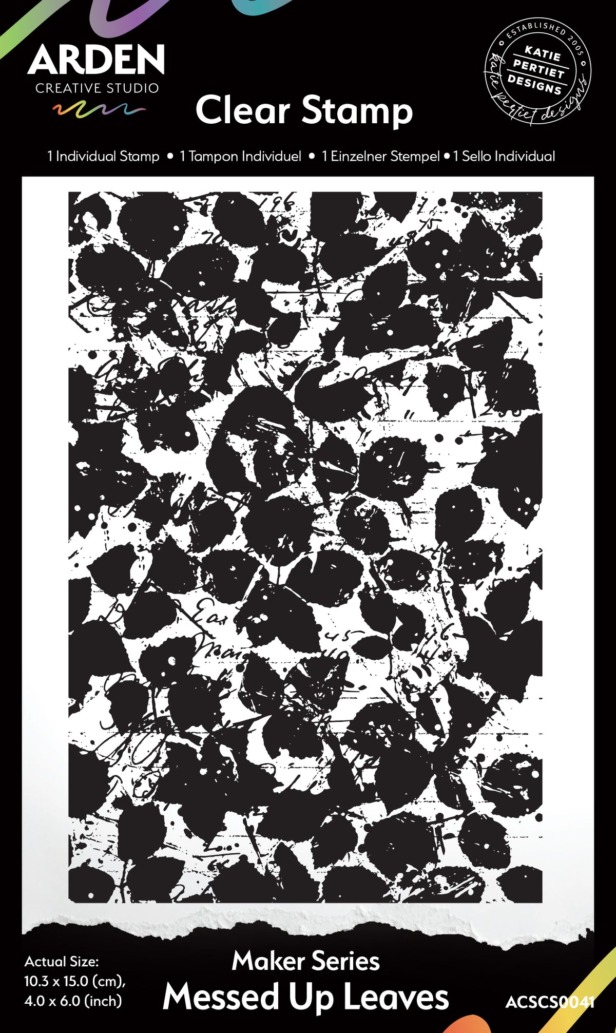 Arden Creative Studio Maker Series Messed Up Leaves 4in x 6in Background Stamp