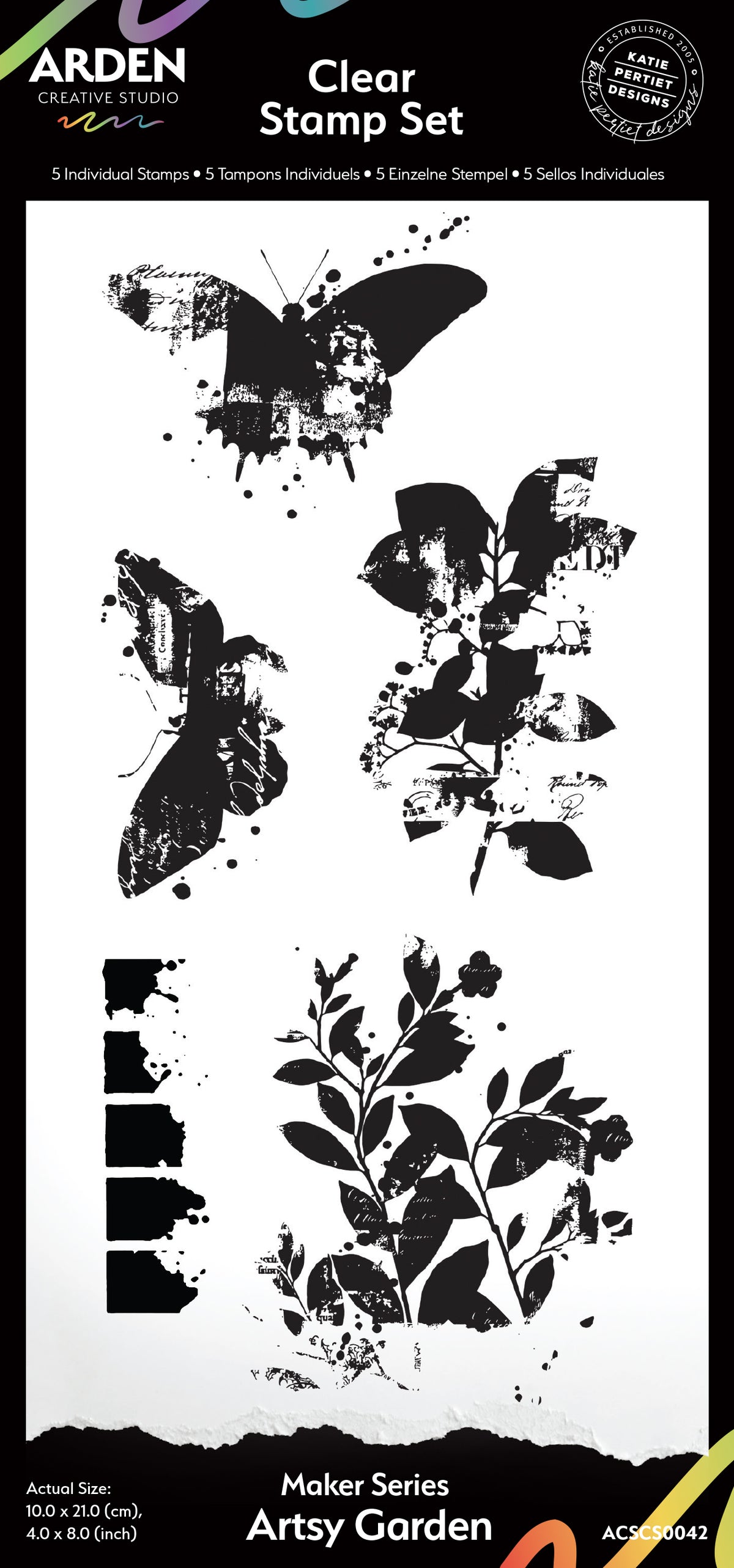 Arden Creative Studio Maker Series Artsy Garden 4in x 8in Clear Stamp Set
