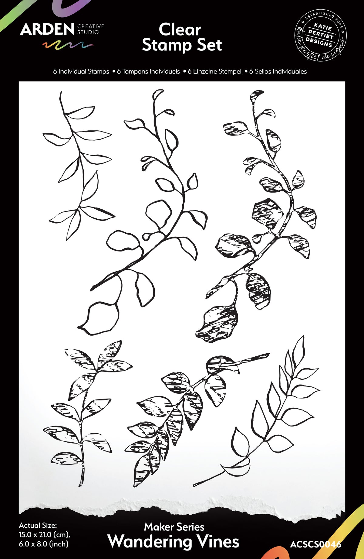 Arden Creative Studio Maker Series Wandering Vines 6in x 8in Clear Stamp Set