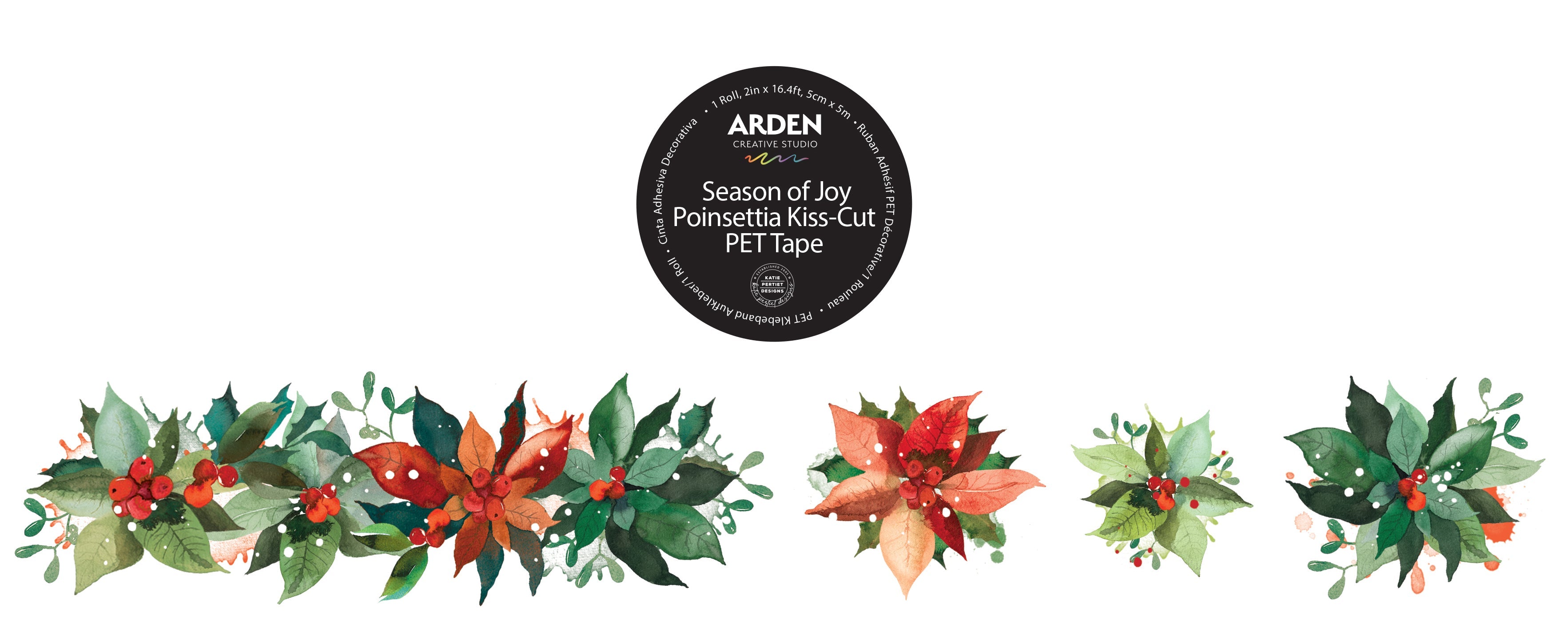 Arden Creative Studio Season of Joy Poinsettia Kiss-Cut PET Tape