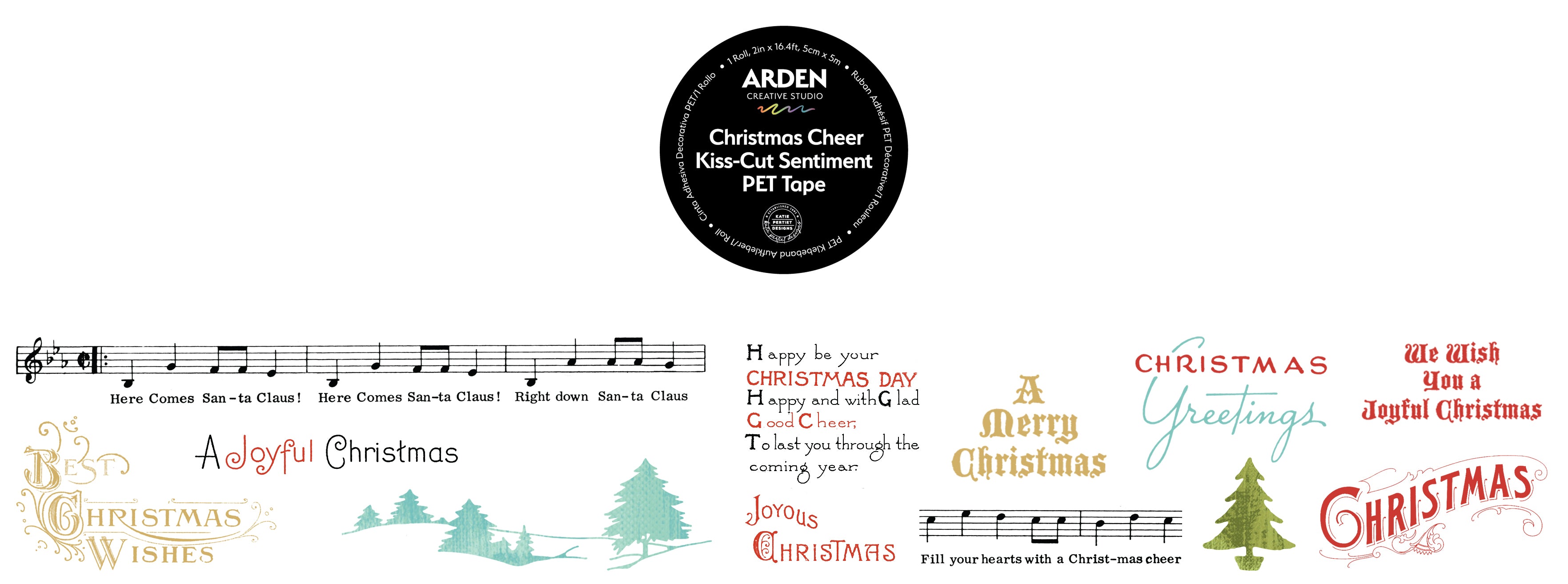 Arden Creative Studio Christmas Cheer Kiss-Cut Sentiment PET Tape