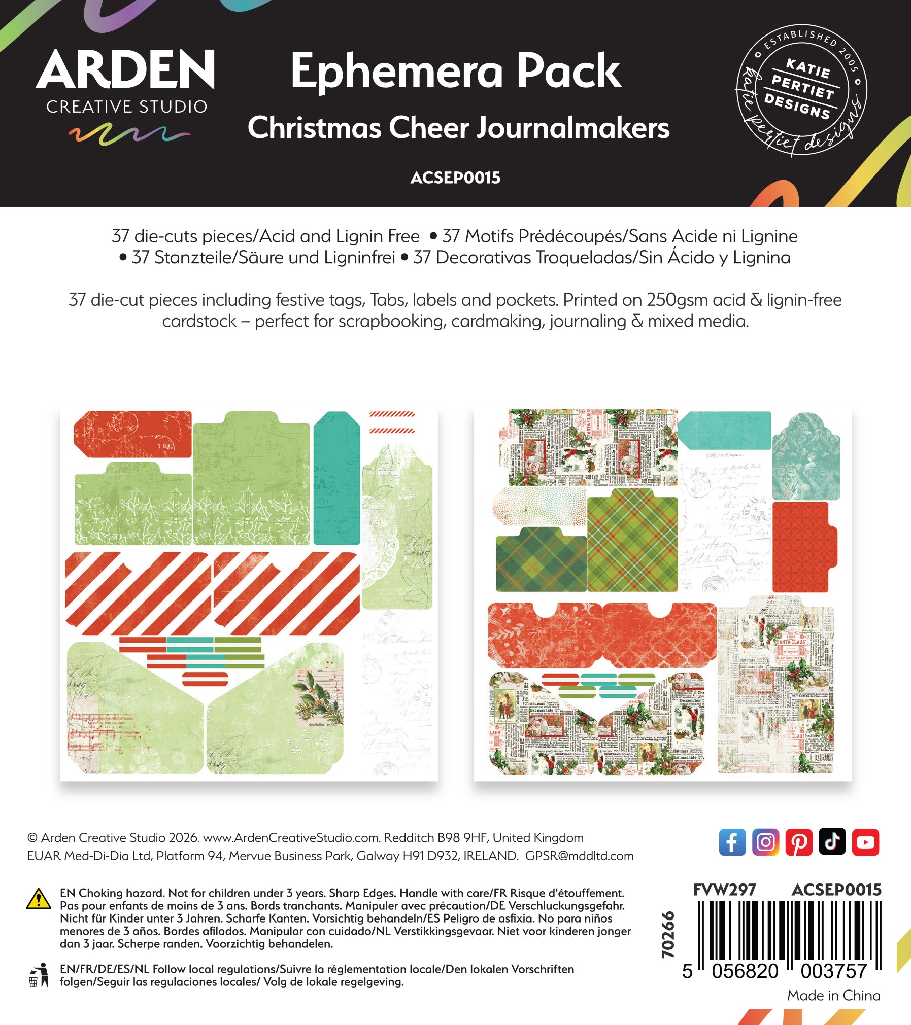 Arden Creative Studio Christmas Cheer Journalmakers Ephemera Pack