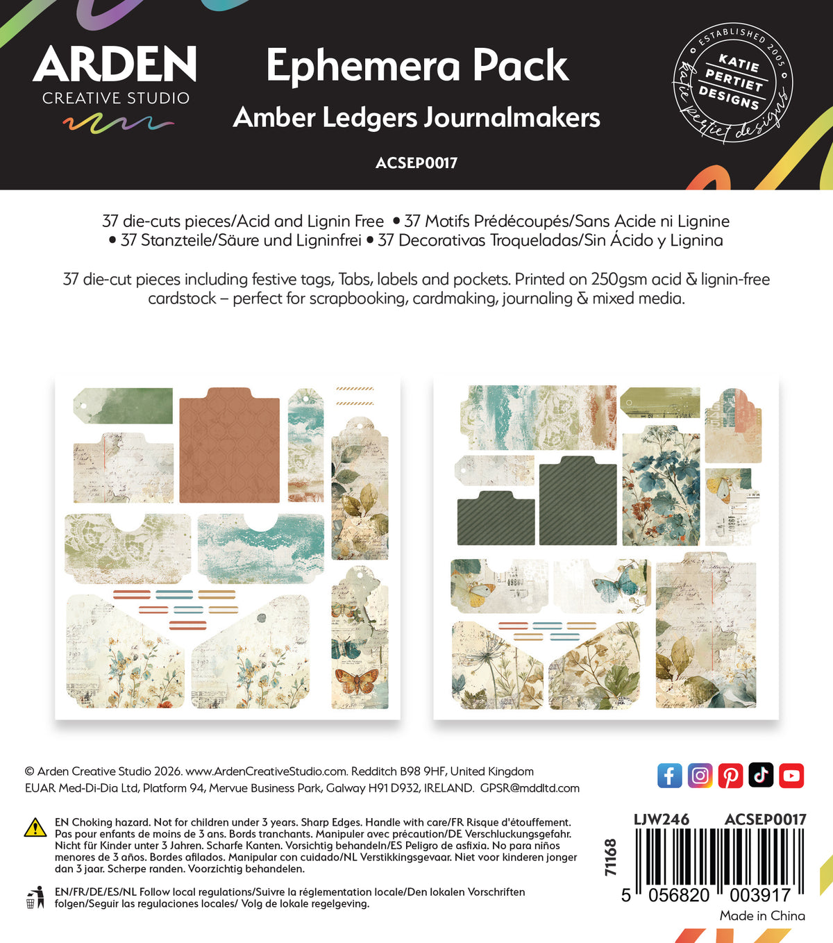 Arden Creative Studio Amber Ledgers Journalmakers Ephemera Pack