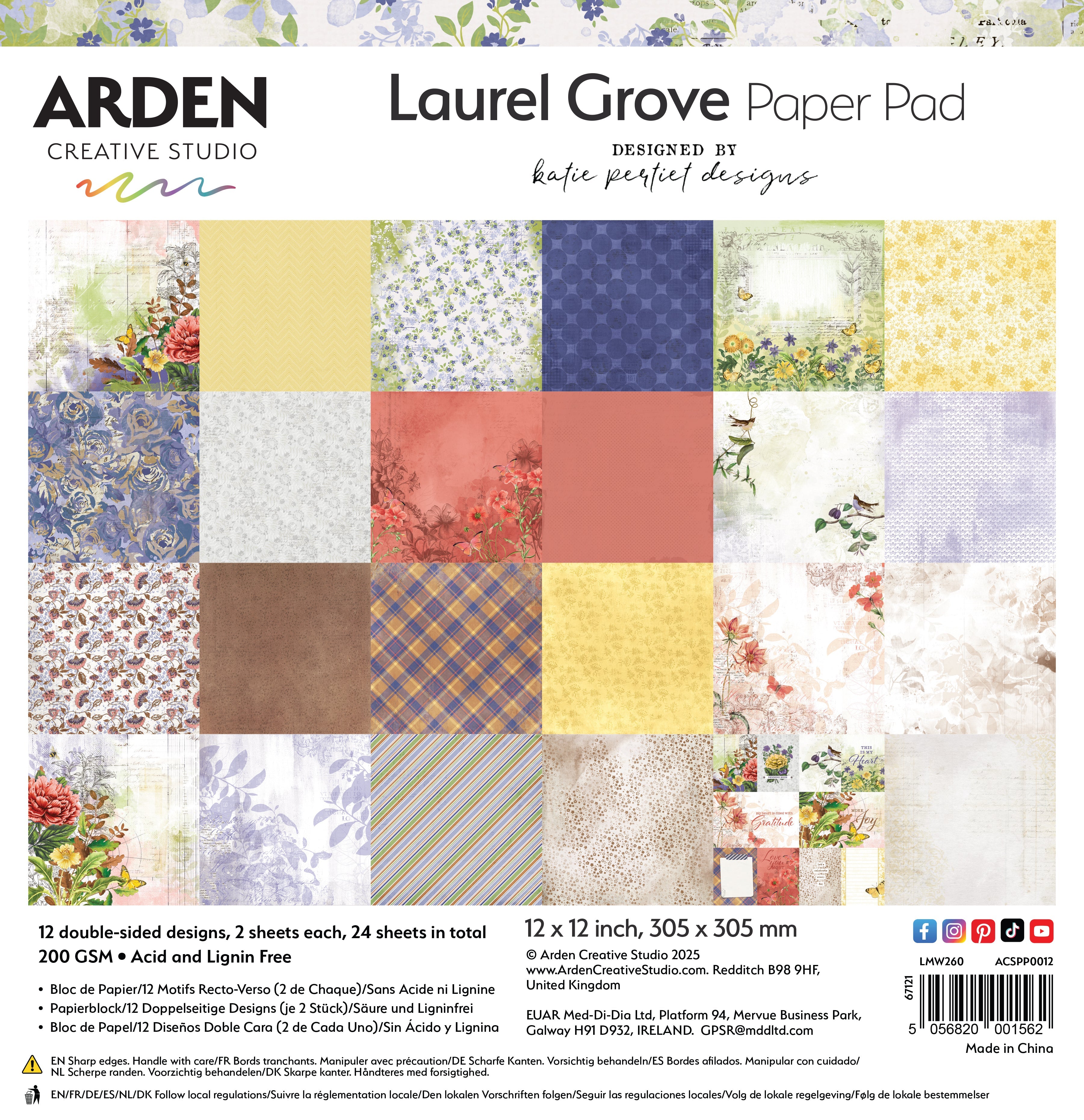 Arden Creative Studio Laurel Grove 12in x 12in Paper Pad