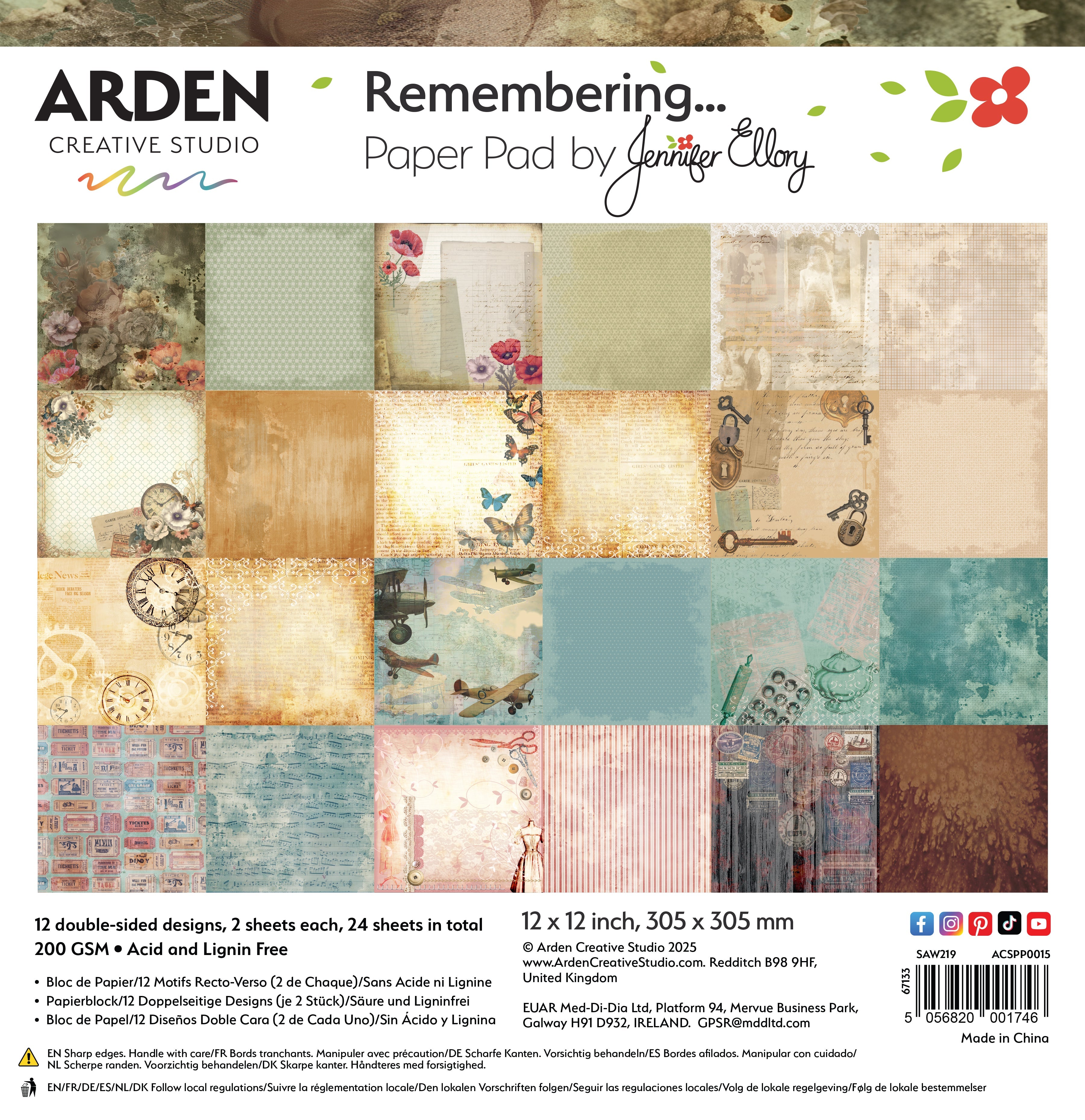 Arden Creative Studio Remembering... 12in x 12in Paper Pad