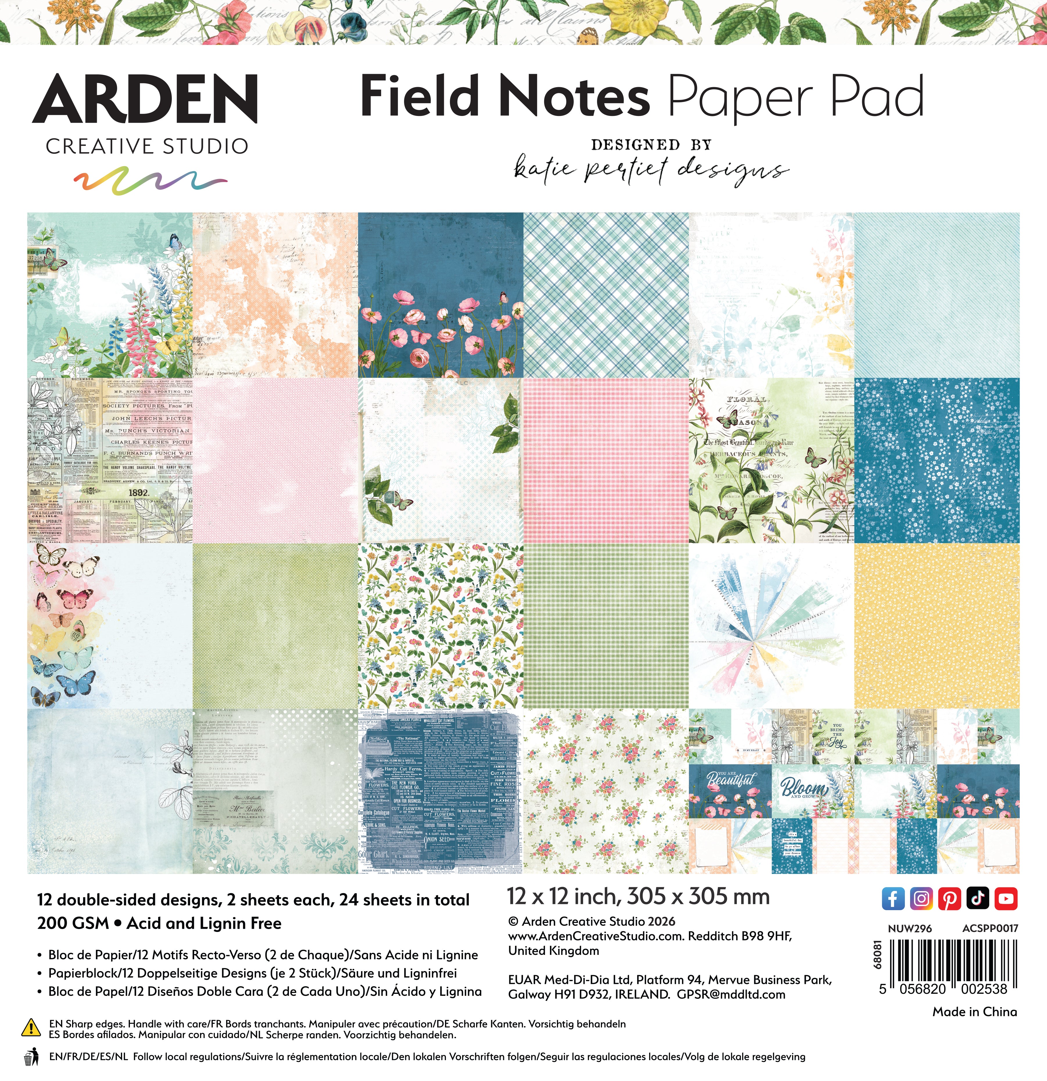Arden Creative Studio Field Notes 12in x 12in Paper Pad