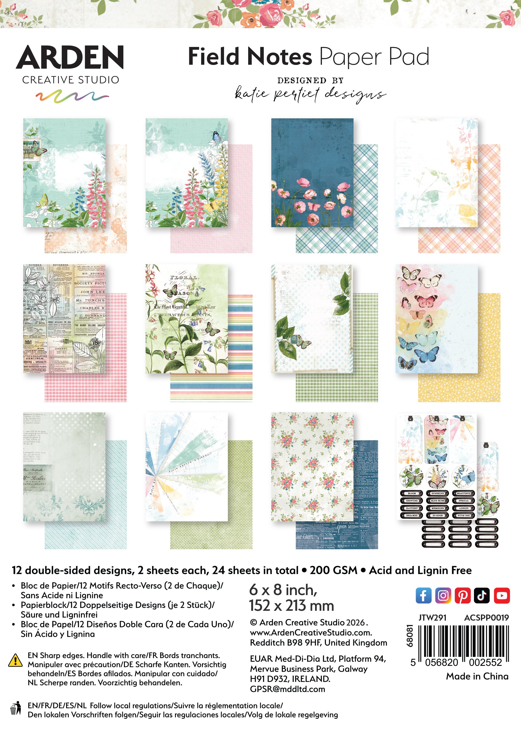 Arden Creative Studio Field Notes 6in x 8in Paper Pad