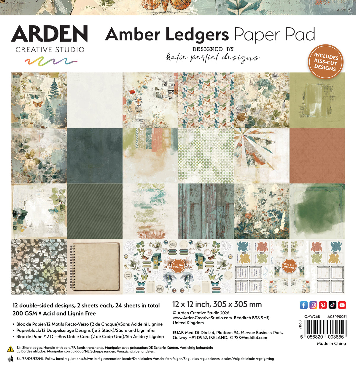 Arden Creative Studio Amber Ledgers 12in x 12in Paper Pad