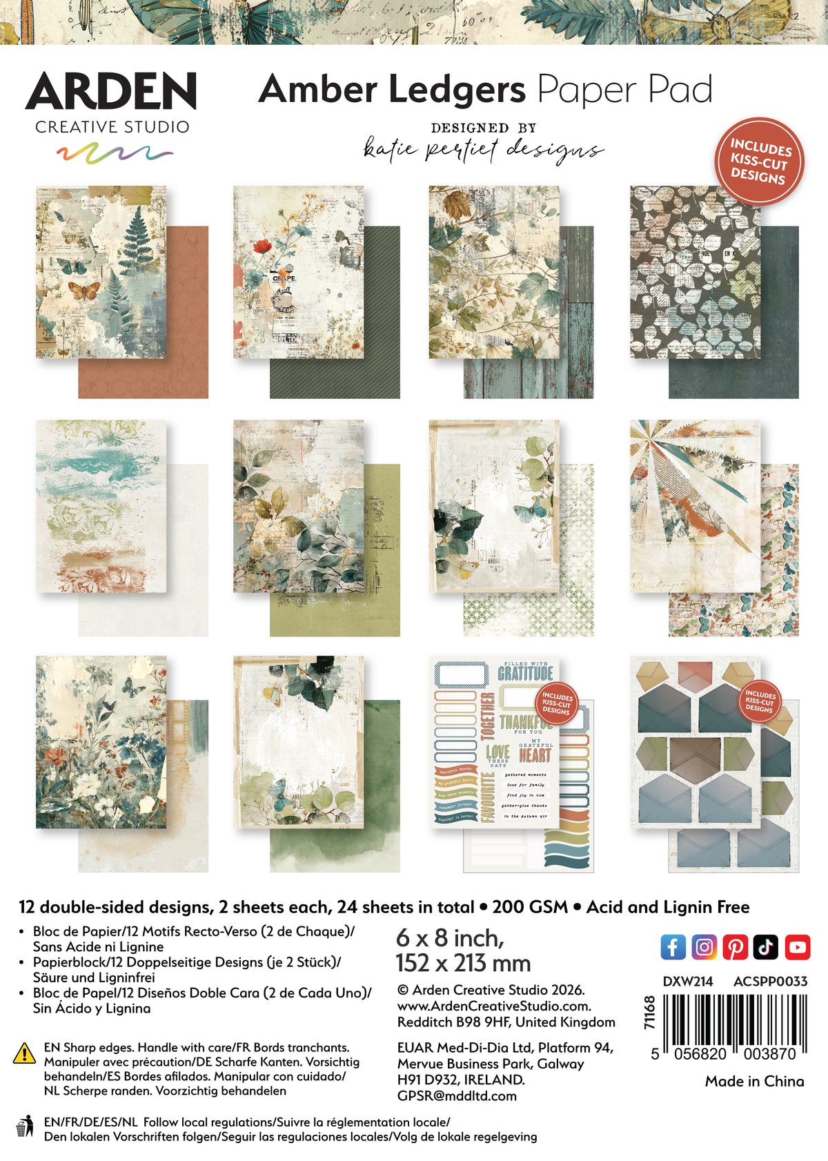 Arden Creative Studio Amber Ledgers 6in x 8in Paper Pad