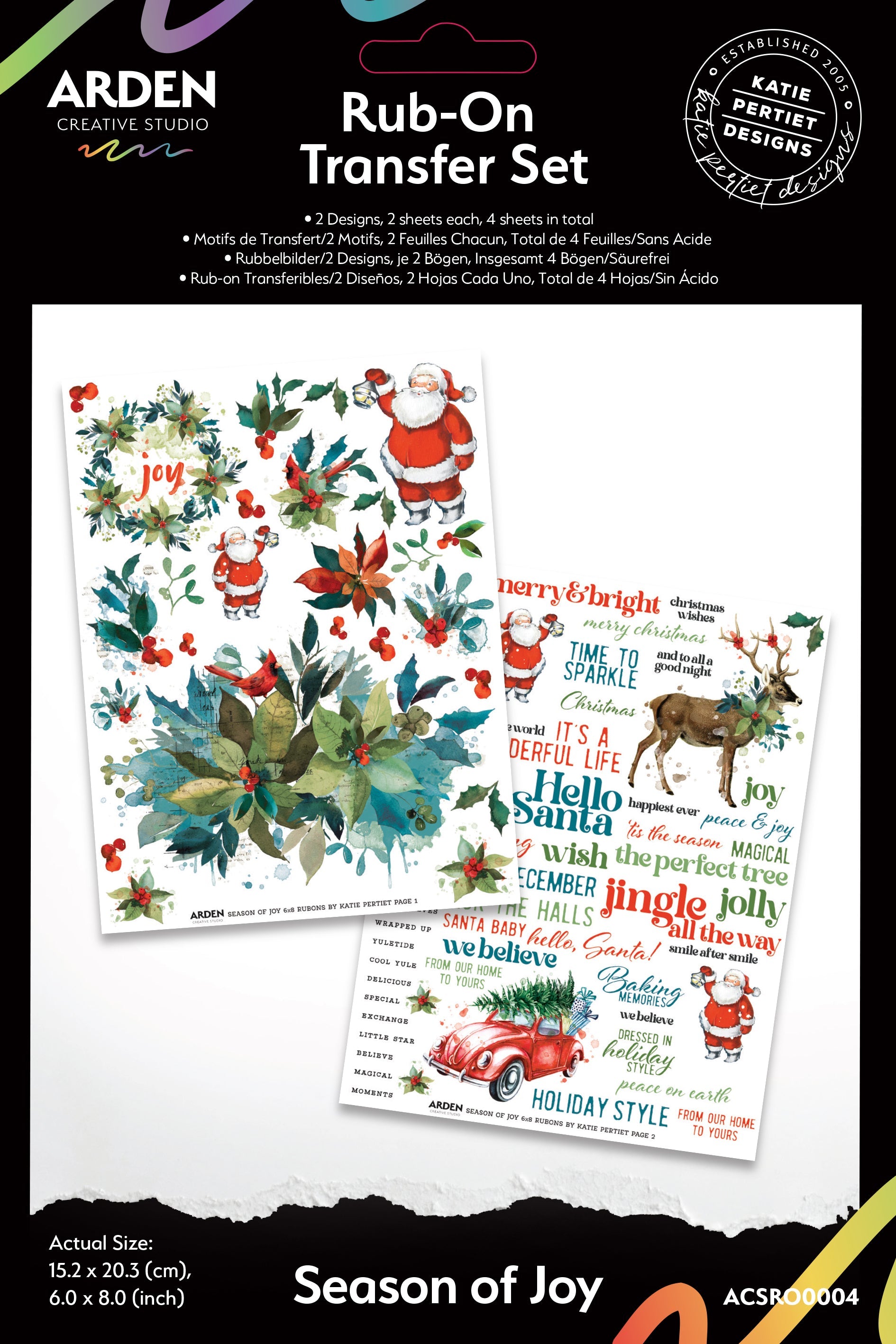 Arden Creative Studio Season of Joy 6in x 8in Rub-On Transfer Set