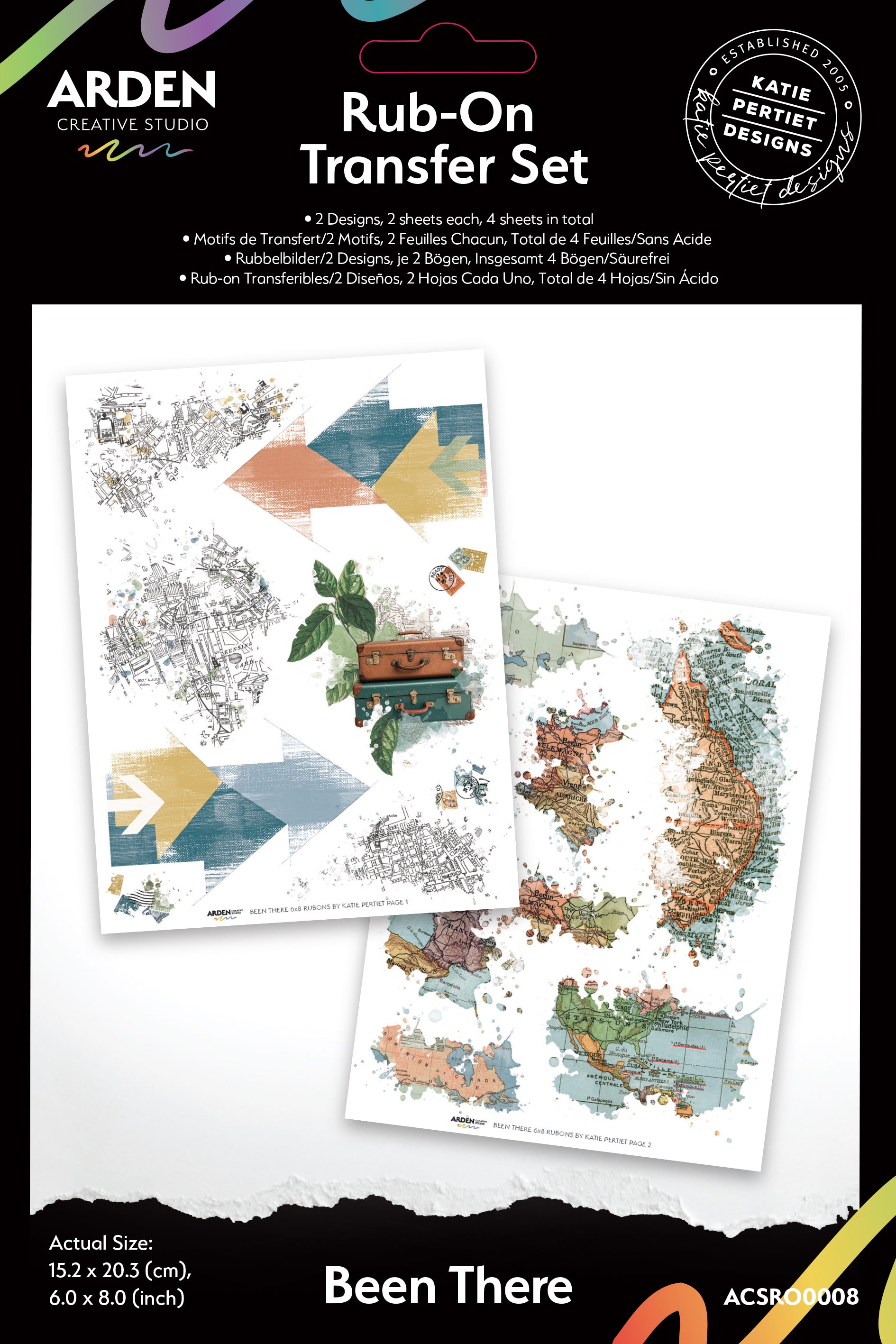 Arden Creative Studio Been There 6in x 8in Rub-On Transfer Set