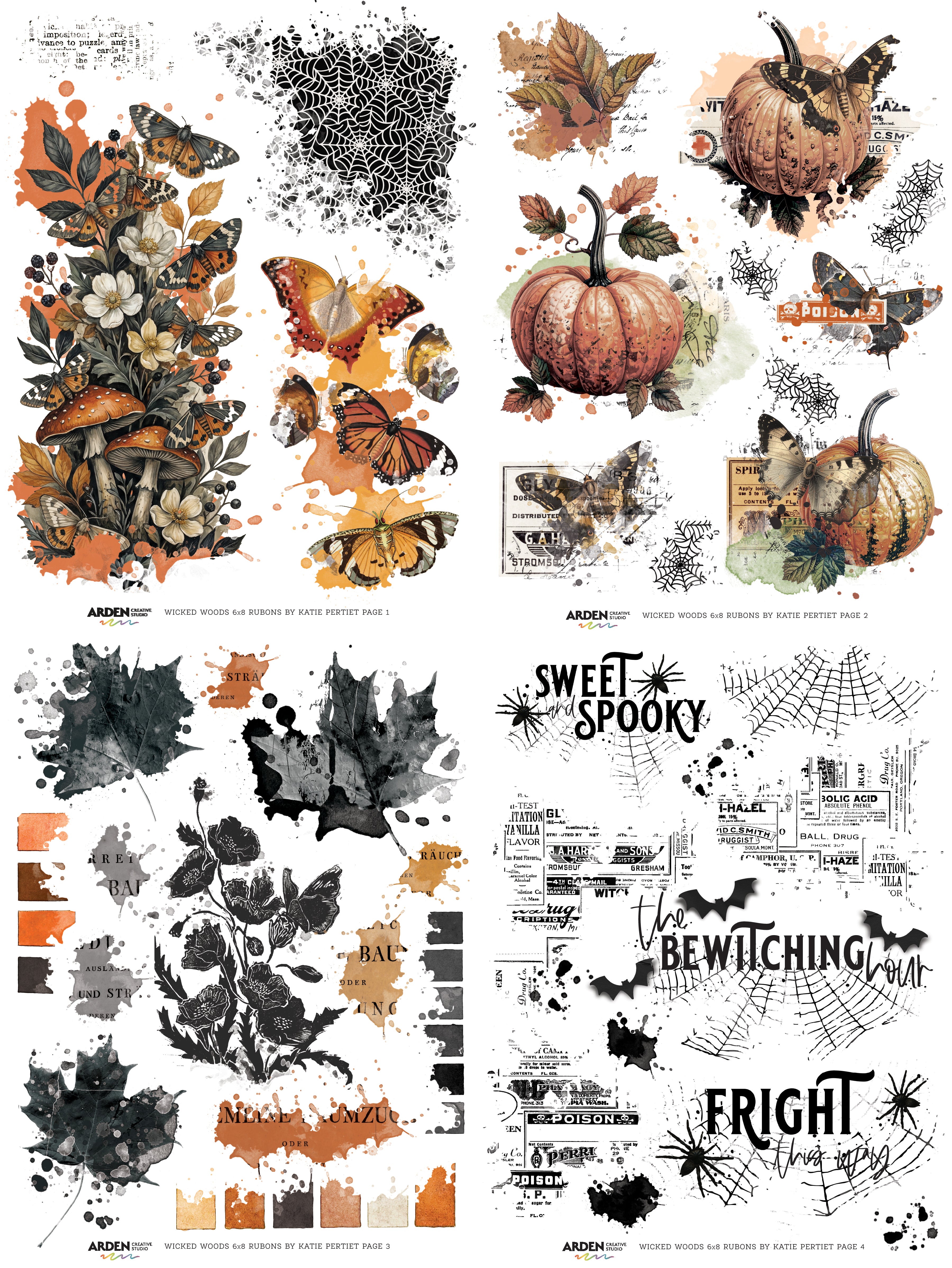 Arden Creative Studio Wicked Woods 6in x 8in Rub-On Transfer Set