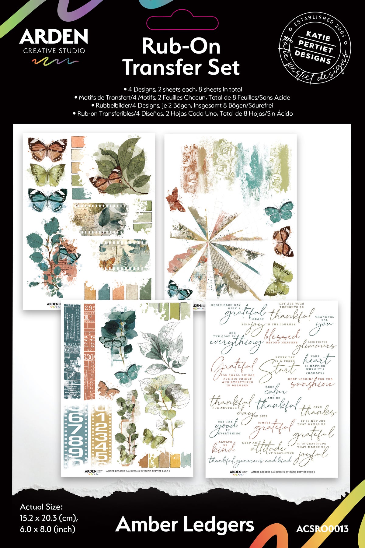 Arden Creative Studio Amber Ledgers 6in x 8in Rub-On Transfer Set