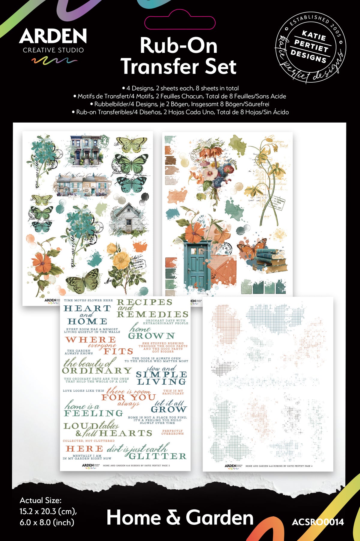 Arden Creative Studio Home & Garden 6in x 8in Rub-On Transfer Set
