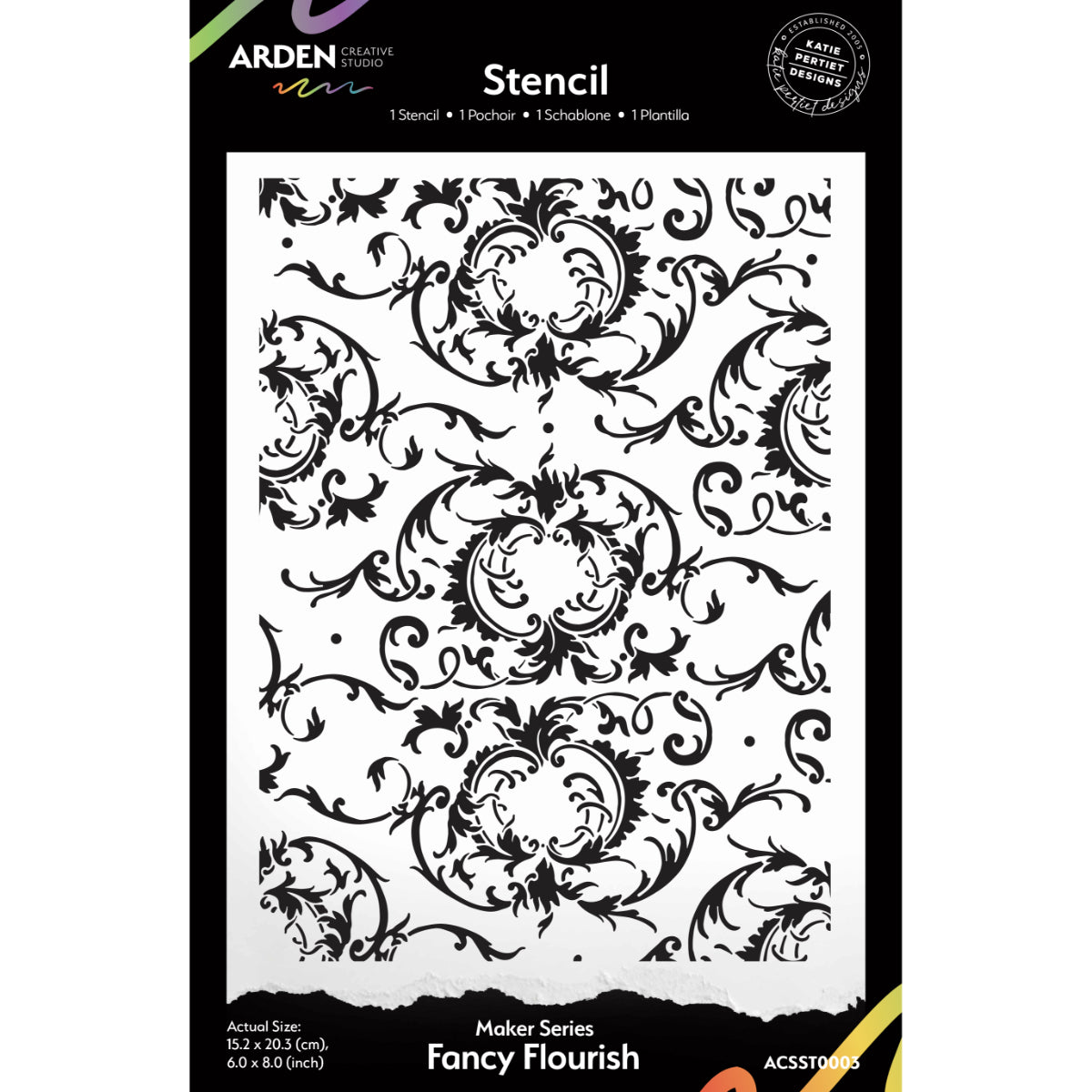 Arden Creative Studio Maker Series Fancy Flourish 6in x 8in Stencil