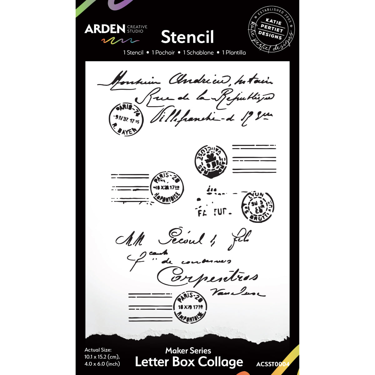 Arden Creative Studio Maker Series Letter Box Collage 4in x 6in Stencil