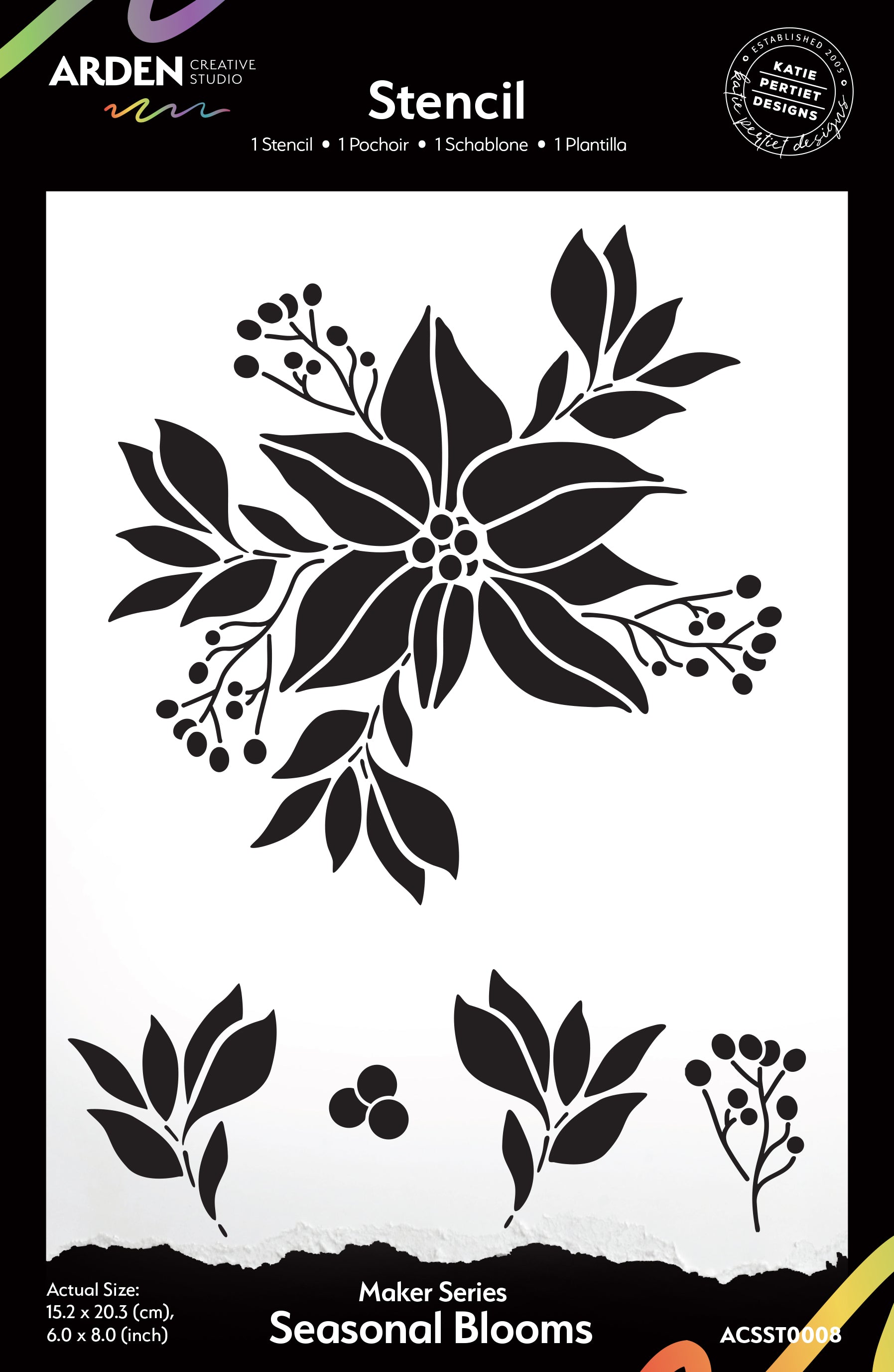Arden Creative Studio Maker Series Seasonal Blooms 6in x 8in Stencil
