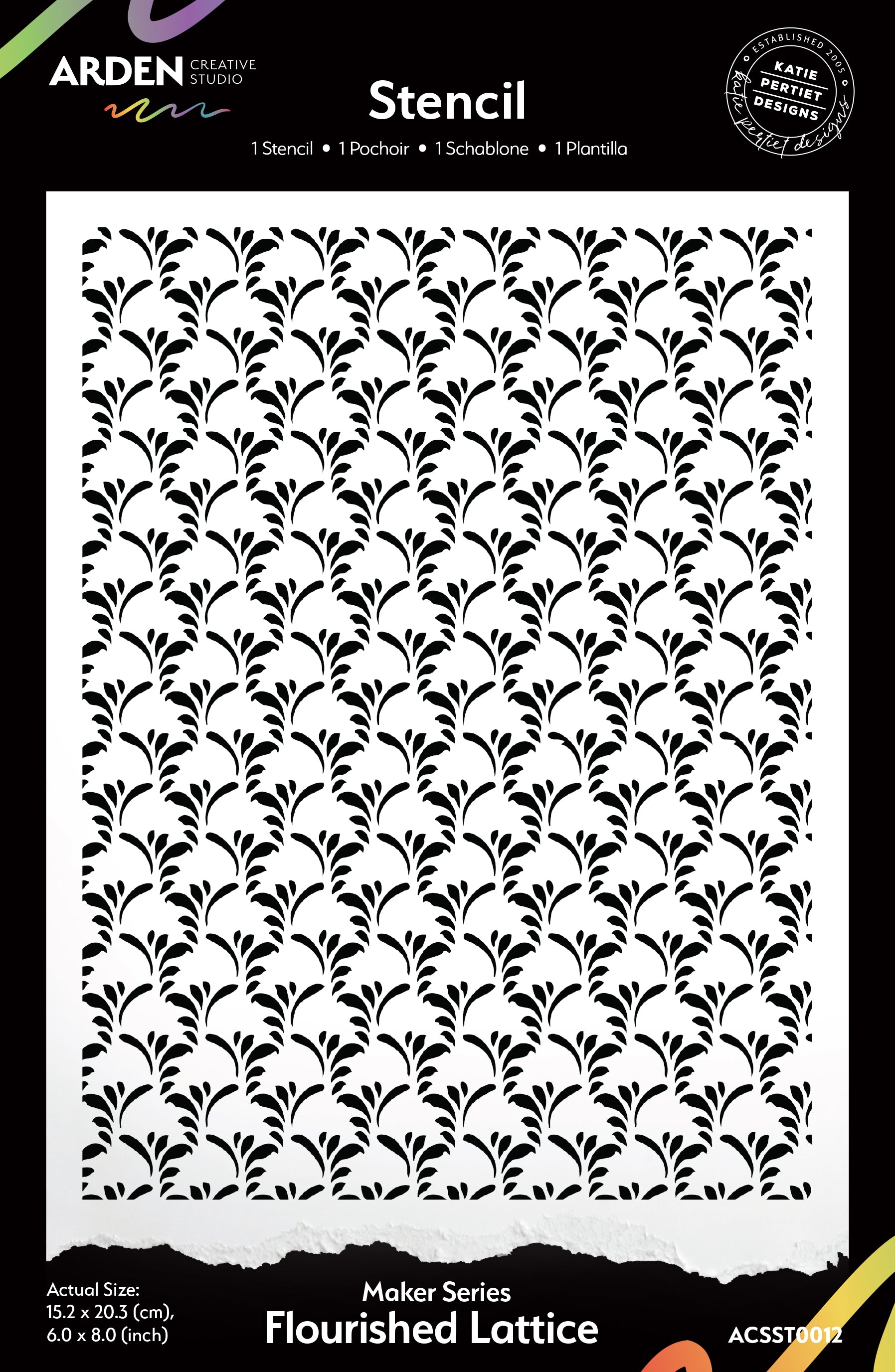 Arden Creative Studio Maker Series Flourished Lattice 6in x 8in Stencil