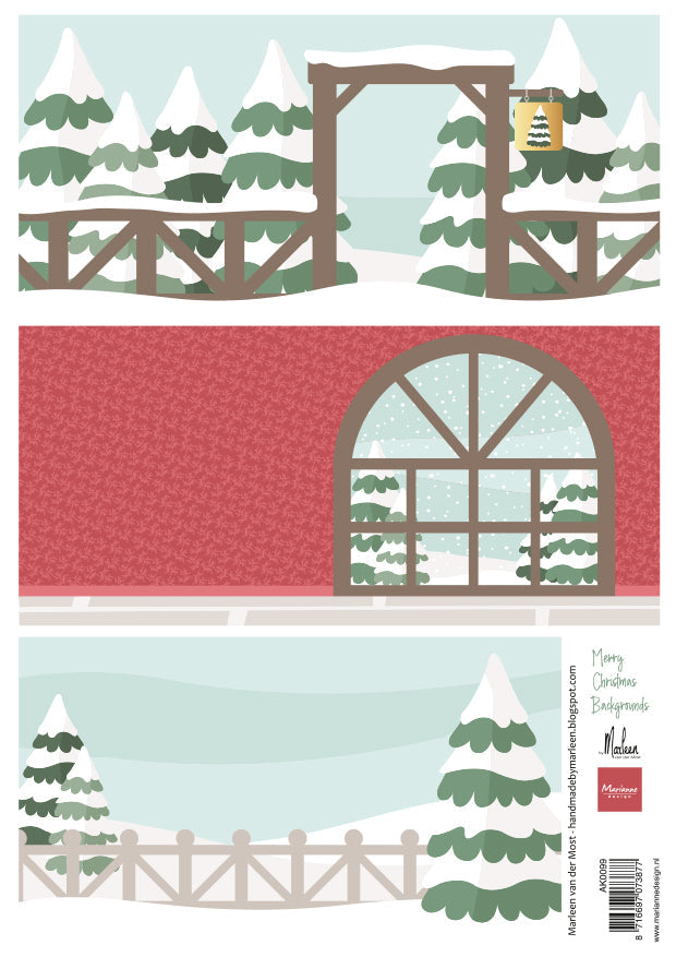 Marianne Design A4 Cutting Sheet - Merry Christmas Backgrounds by Marleen