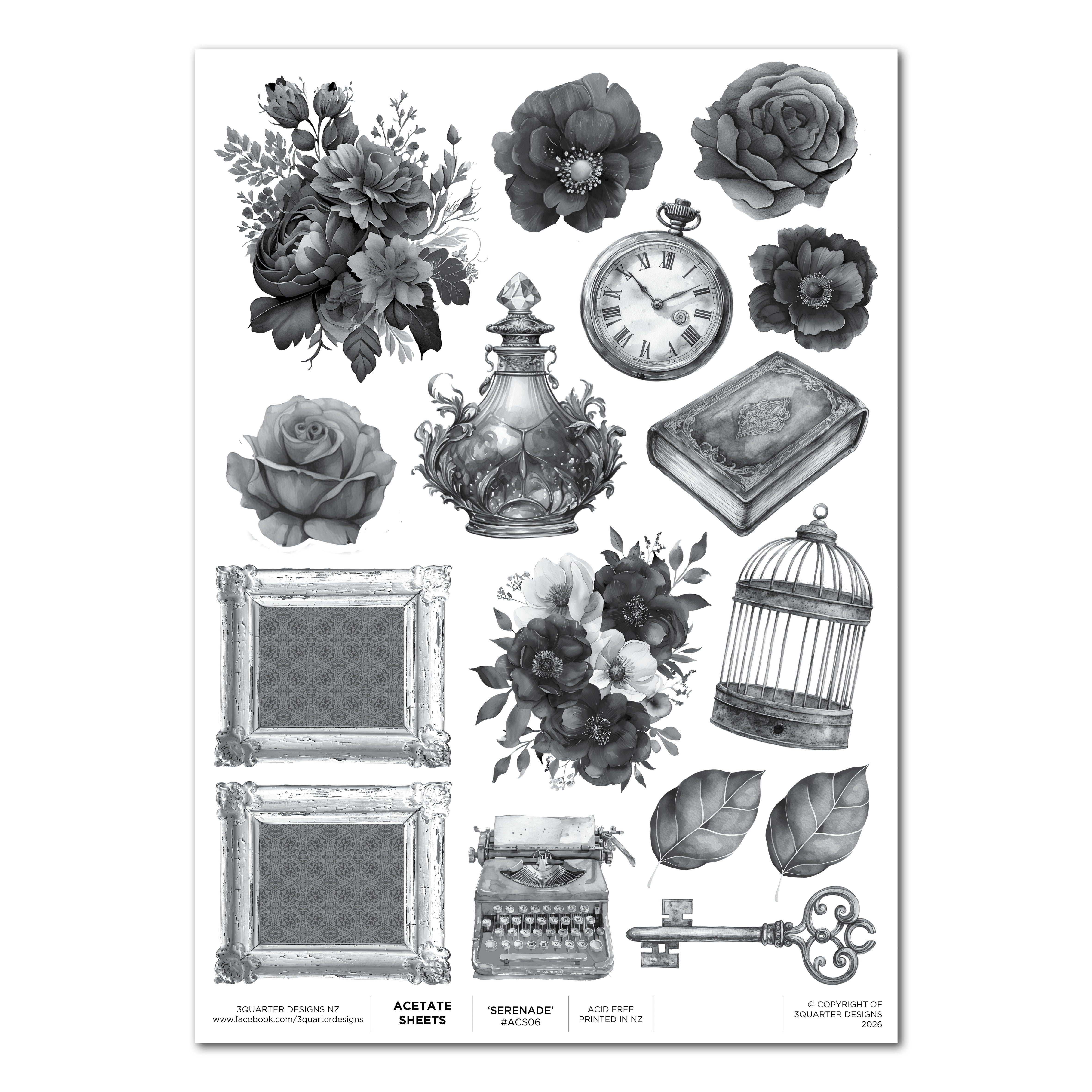 3Quarter Designs A4 Acetate Sheet - Serenade