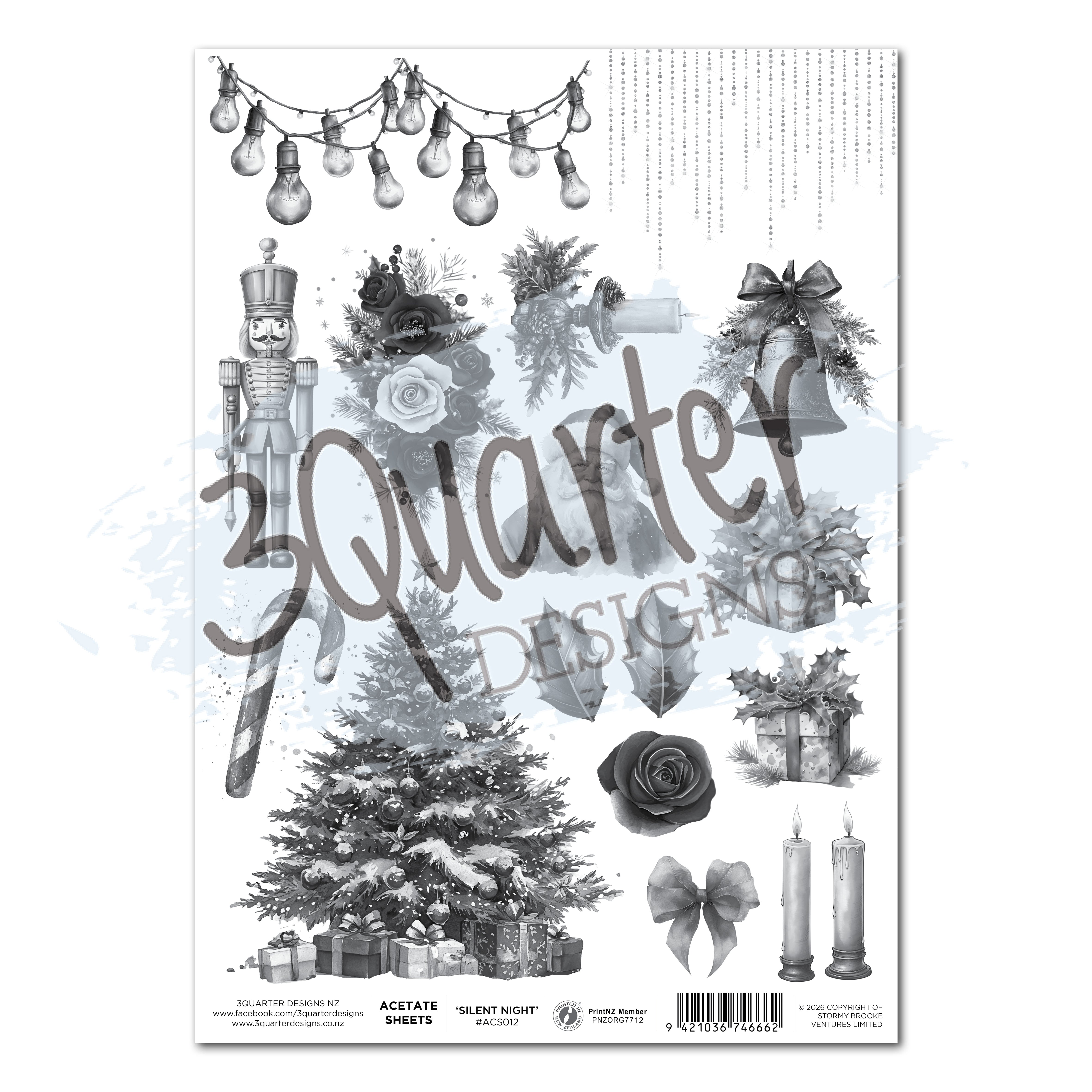 3Quarter Designs Silent Night - A4 Acetate - 3 Sheets