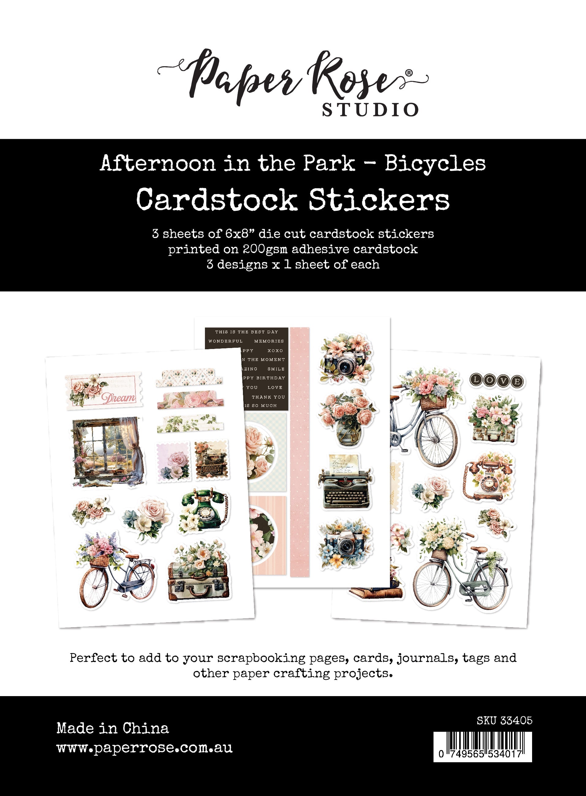 Afternoon in the Park Cardstock Stickers - Bicycles 33405