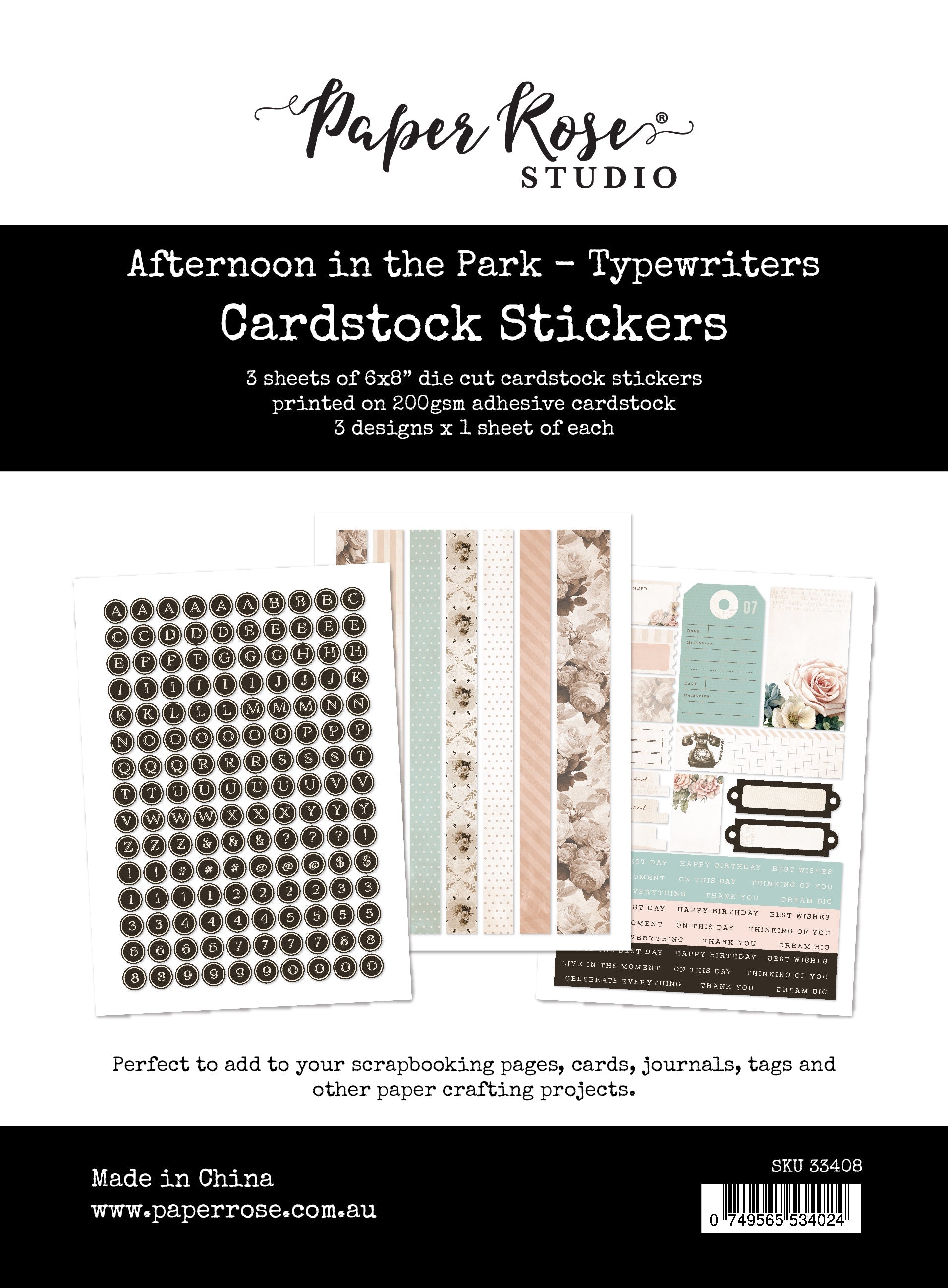 Afternoon in the Park Cardstock Stickers - Typewriters 33408