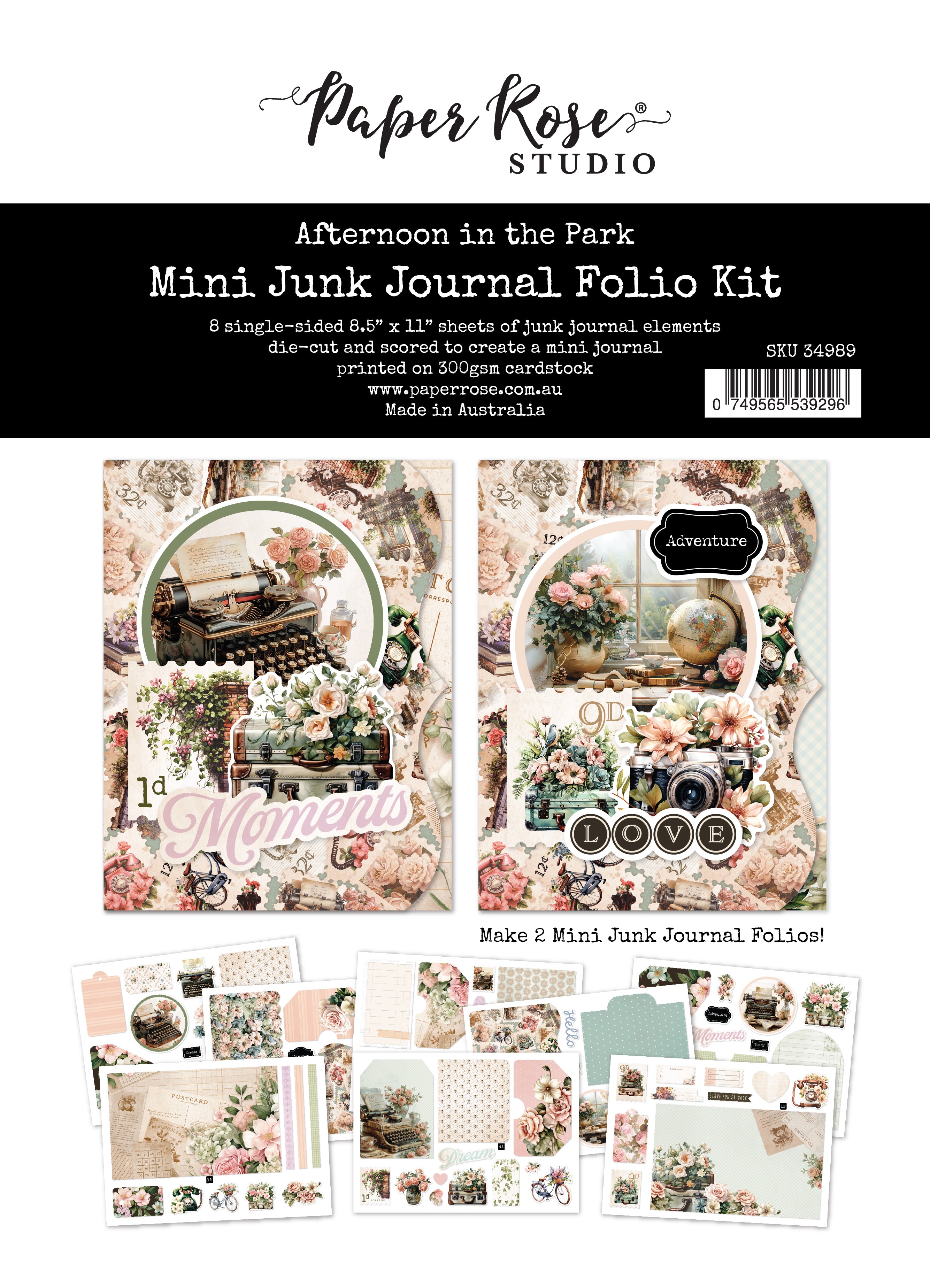 Afternoon in the Park 8.5" x 11" Mini Junk Journal Folio Kit 34989