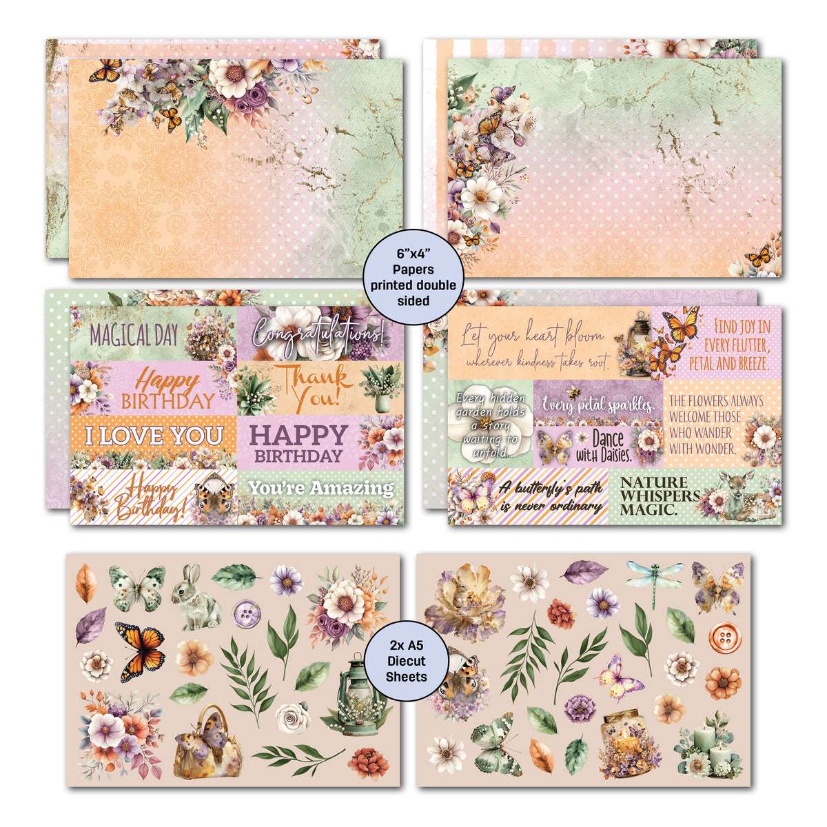 3Quarter Designs Butterfly Grove 6x4 Card Pack