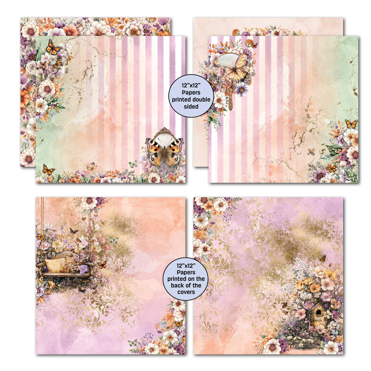 3Quarter Designs Butterfly Grove 12x12 Designer Paper & Diecuts Set
