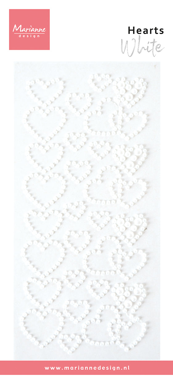 Marianne Design Hearts Pearls - White