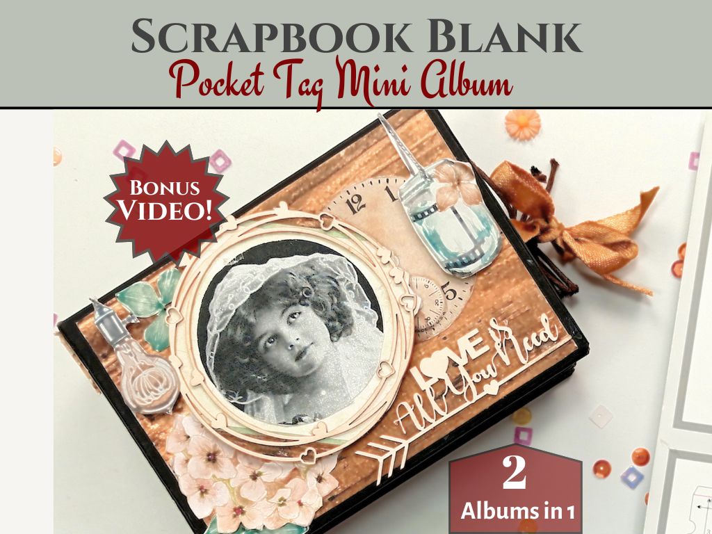 CrafTreat Scrapbook Blanks - Pocket Tag - Black & Kraft Color